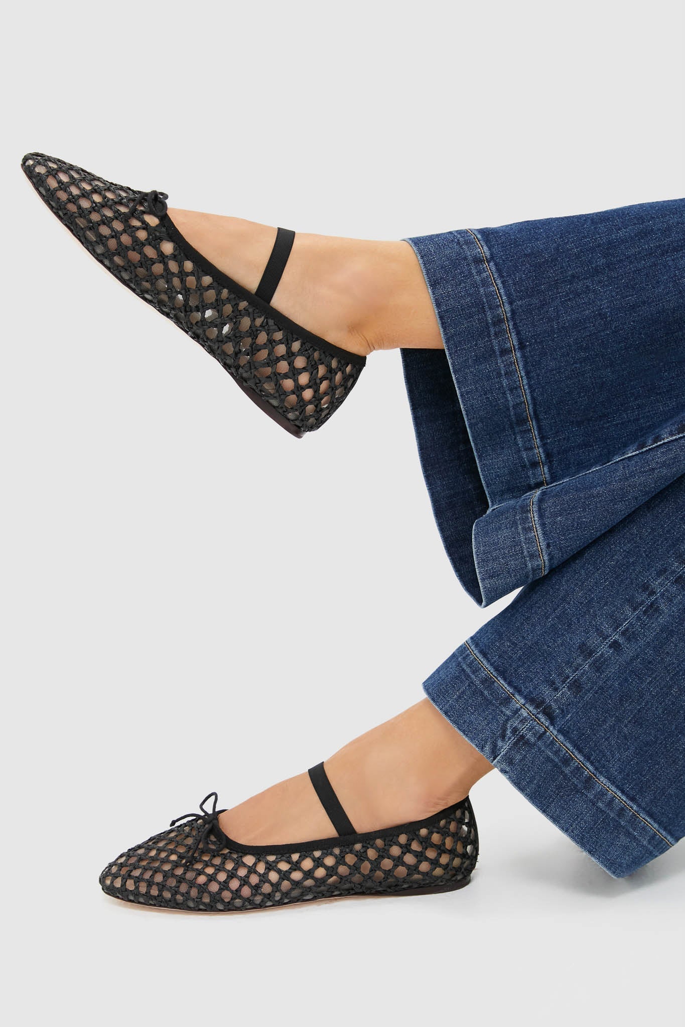 Loeffler Randall Black Crochet Leonie Flats
