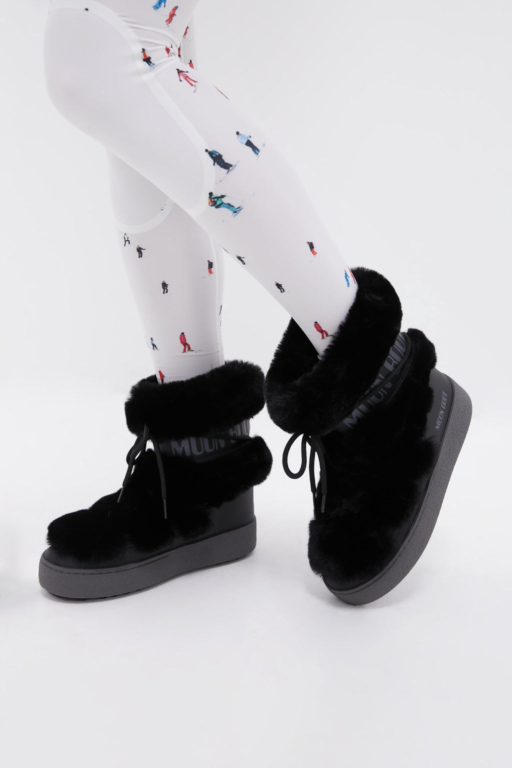 Moon Boot Black LTrack Faux Fur Boots