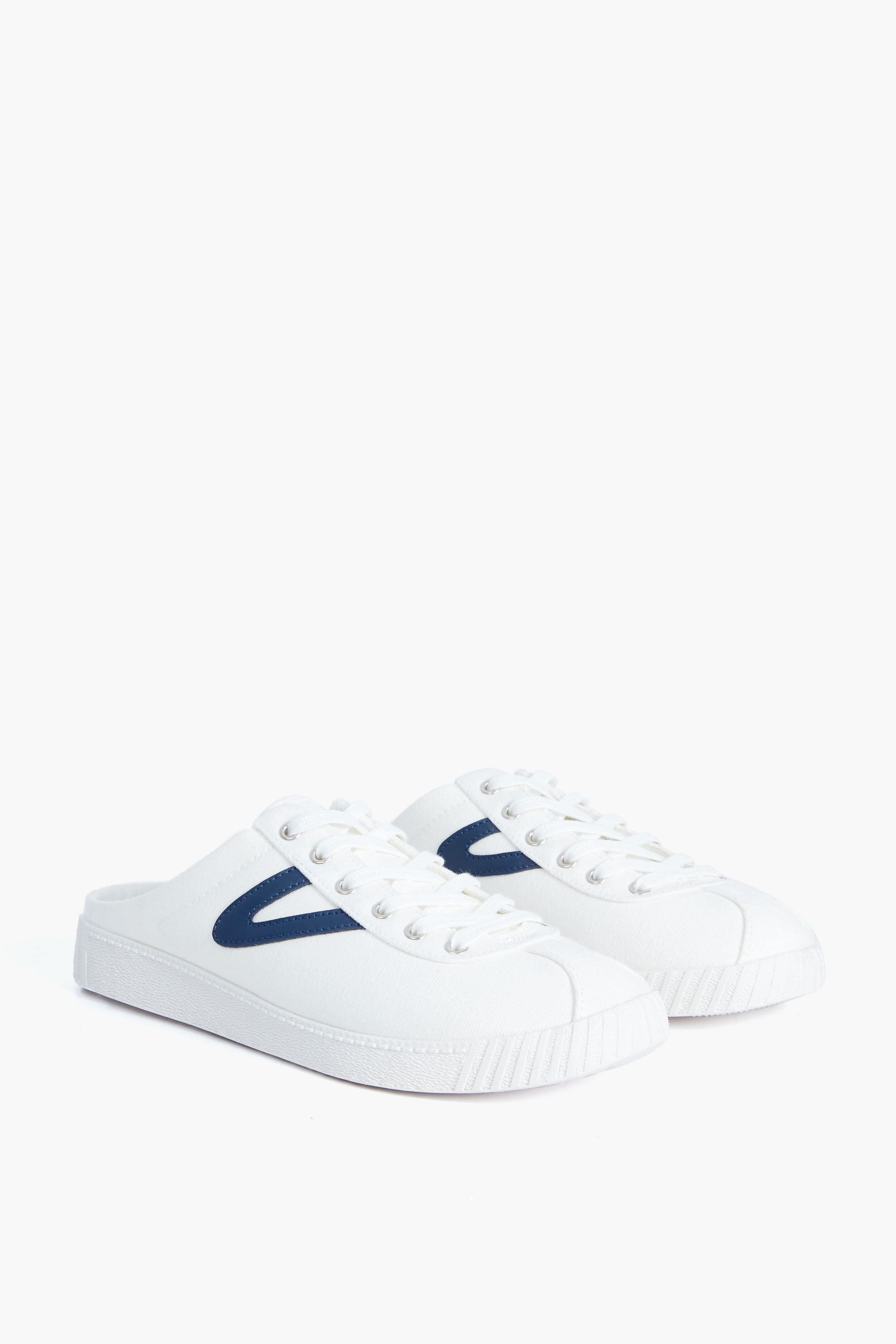 Tretorn Women's White And Navy Easy Nylite Canvas Sneakers