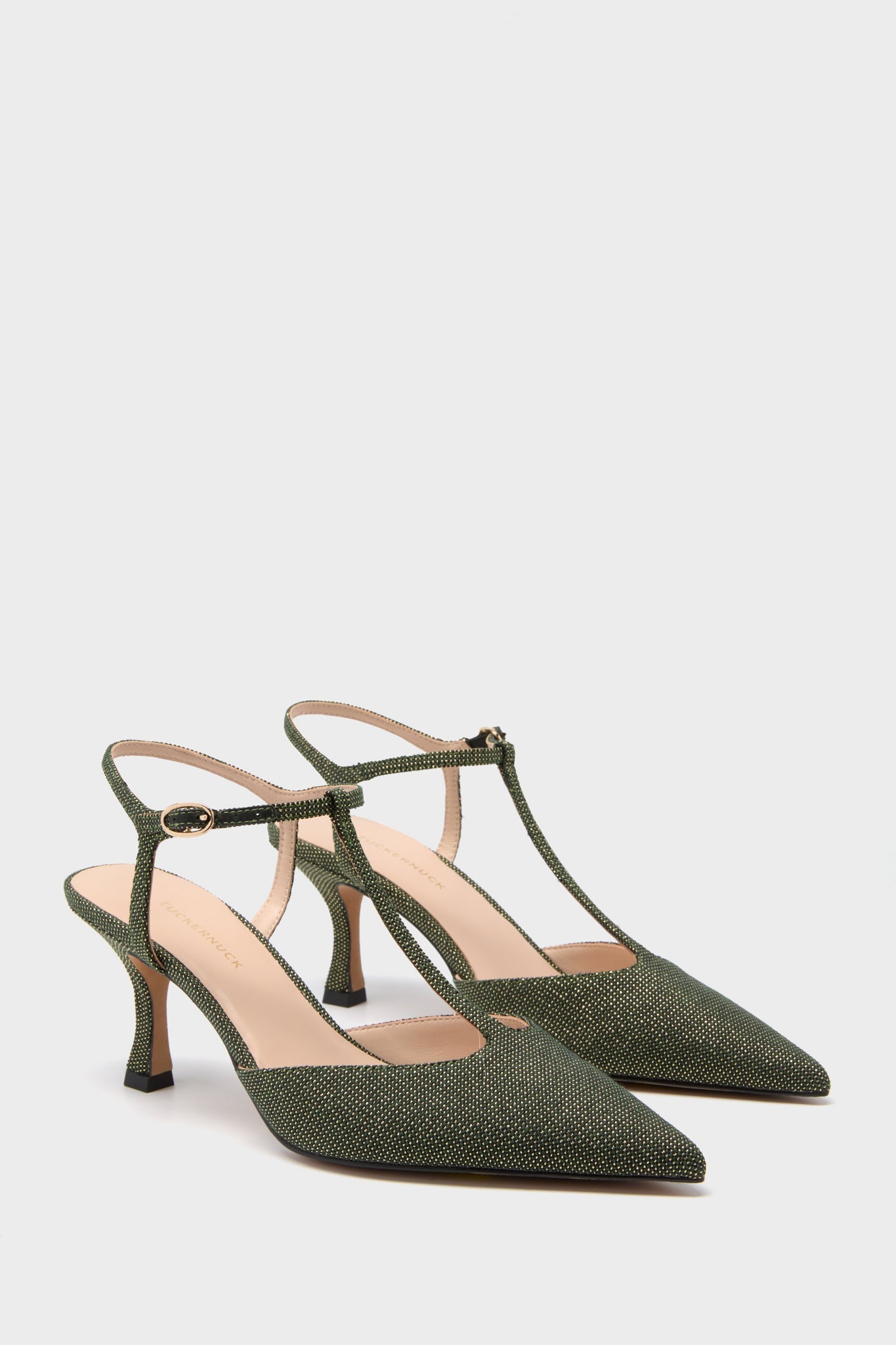  Olive Lurex Jacquard Margot Heels