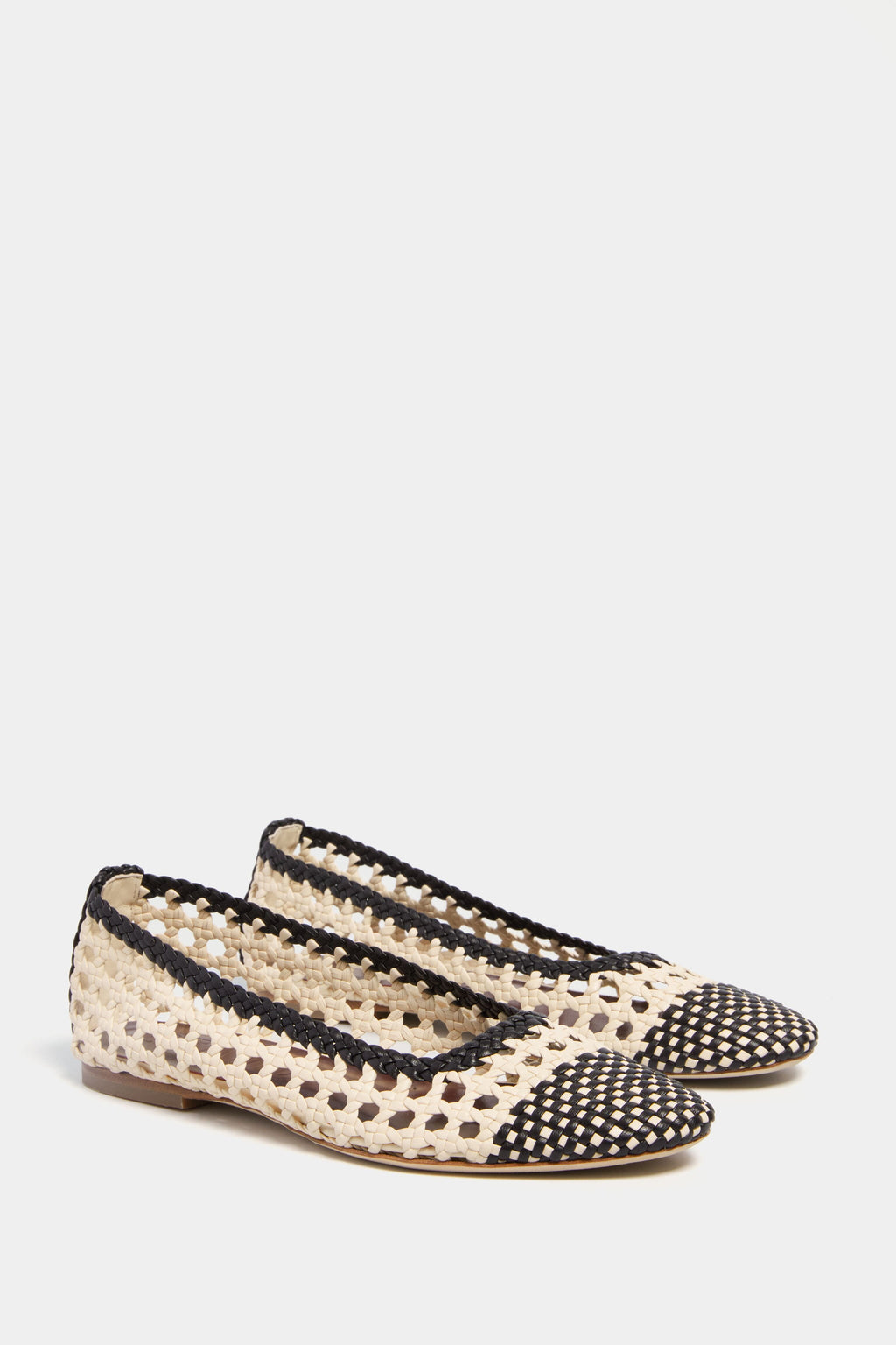 Staud Cream And Black Nell Crochet Ballerina