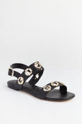  Black Leather Milan Flat Sandals