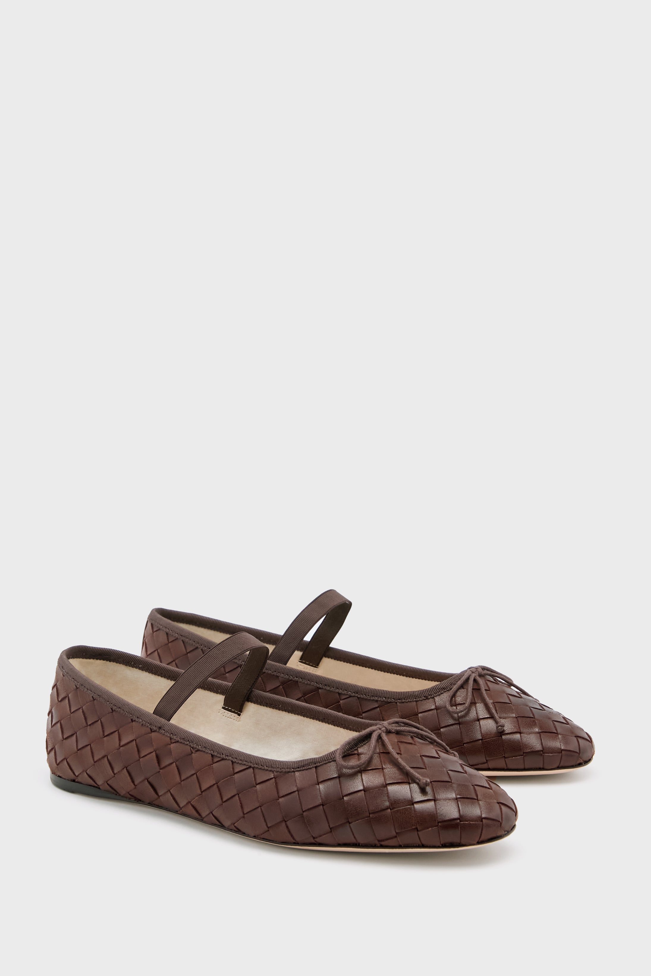 Loeffler Randall Espresso Woven Leather Leonie Flats