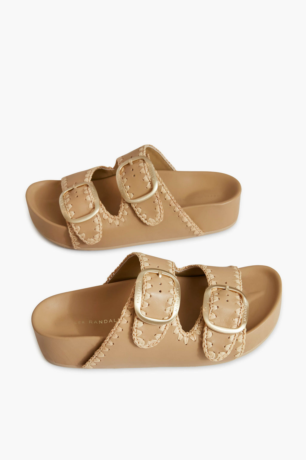Loeffler Randall Bisque Vachetta And Cream Straw Theo Platform Sandals