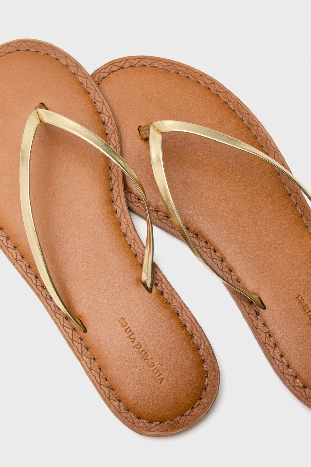 Vineyard Vines Gold Skinny Strap Flip Flops