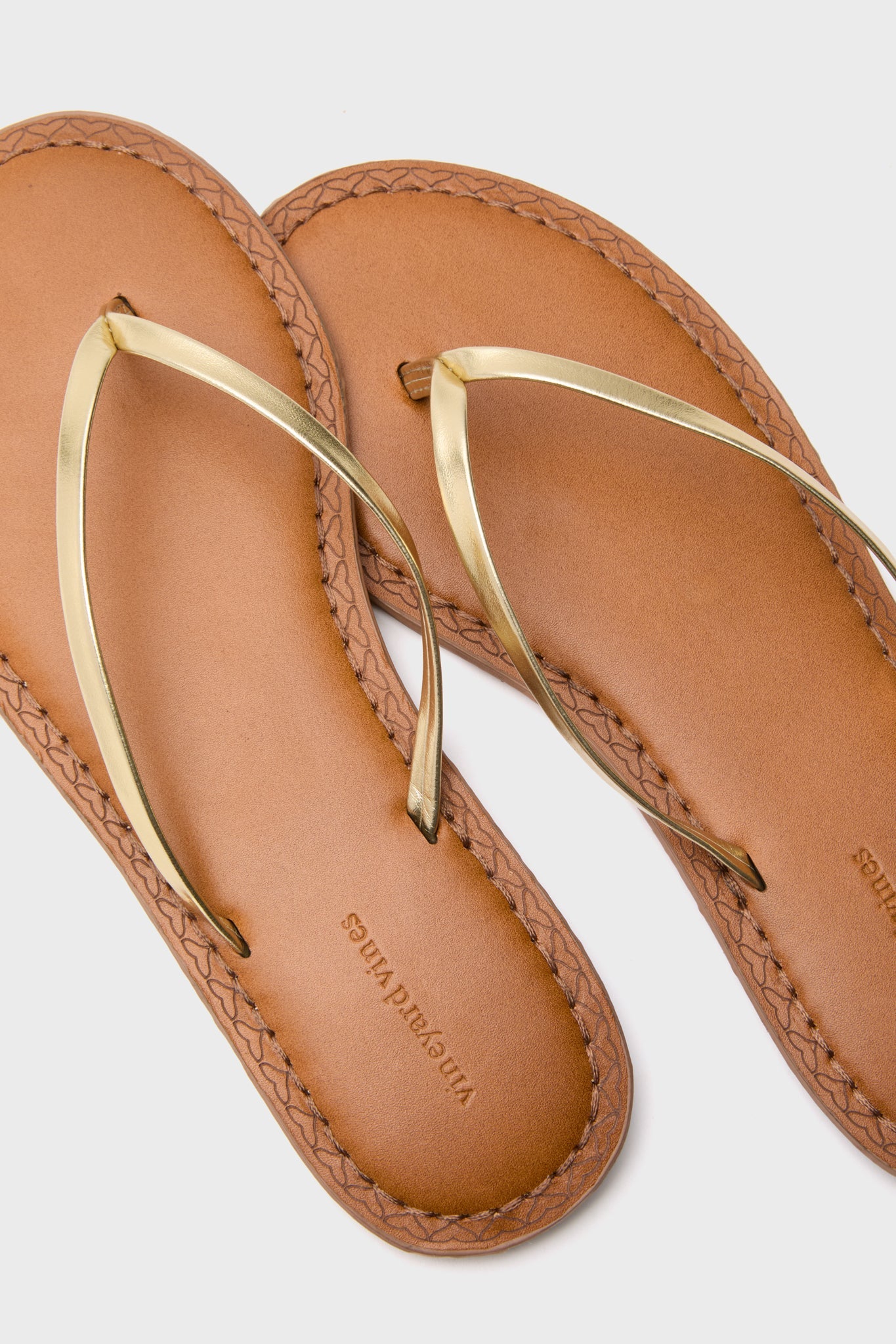 Vineyard Vines Gold Skinny Strap Flip Flops
