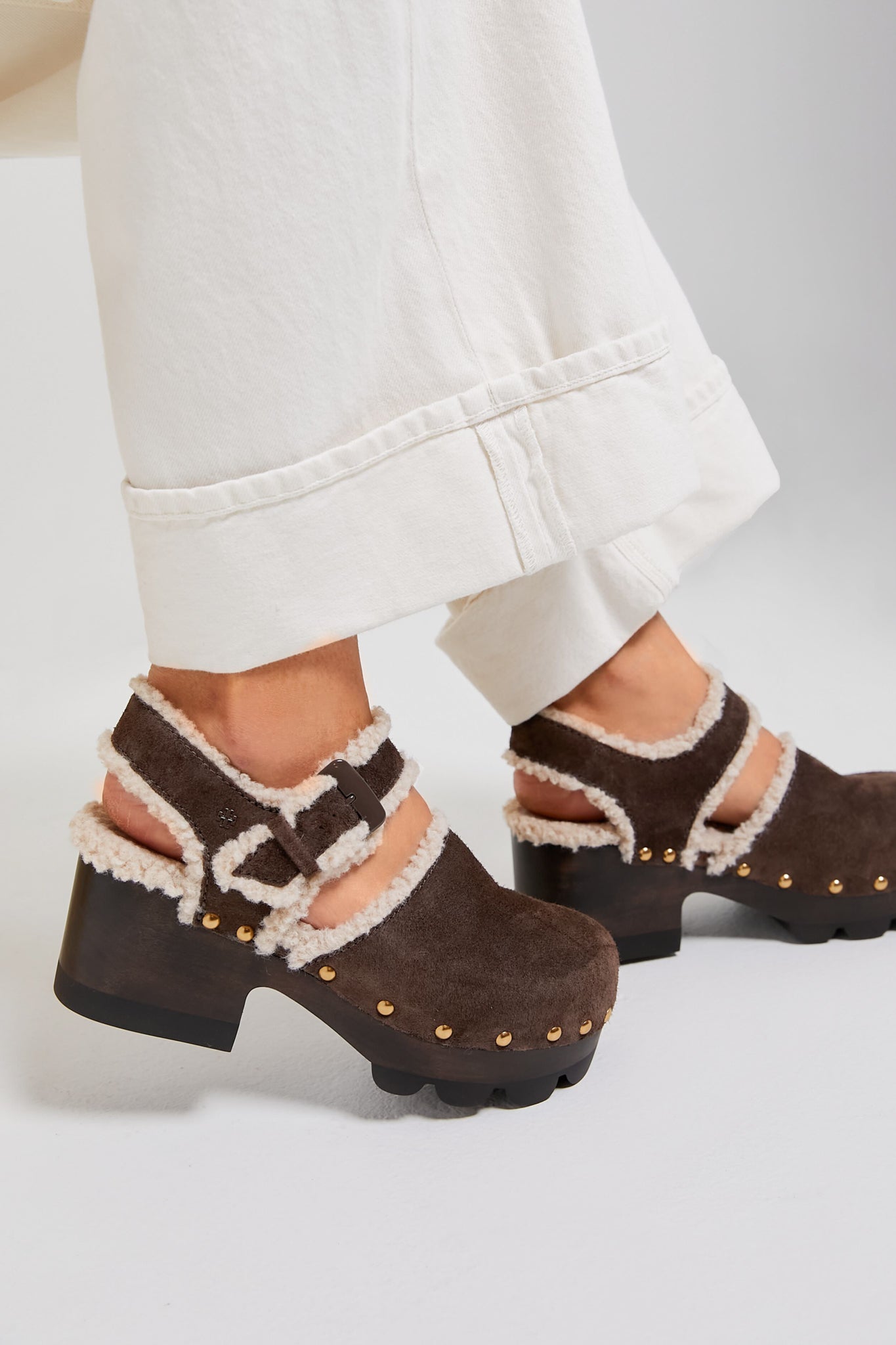 Tory Burch Deep Espresso Shearling Clog