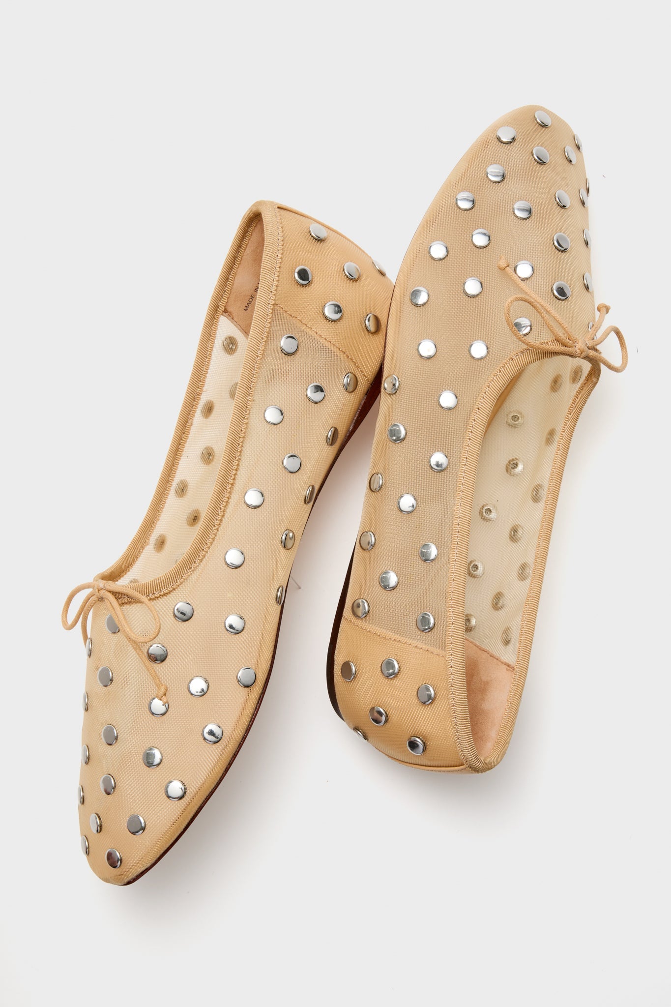 Loeffler Randall Caramel Mesh With Silver Studs Landon Flats