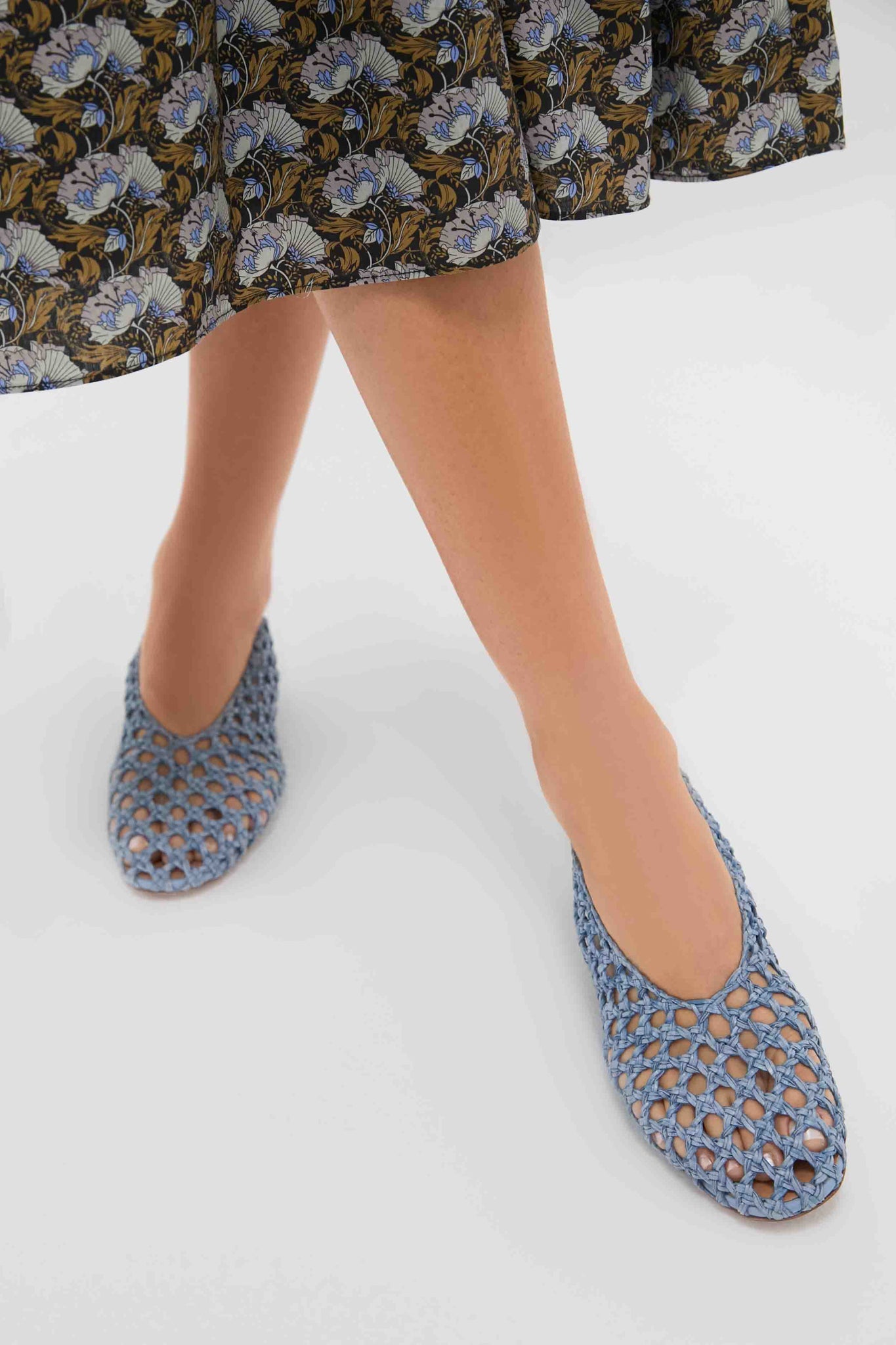 Mansur Gavriel Blue Woven Ballerina