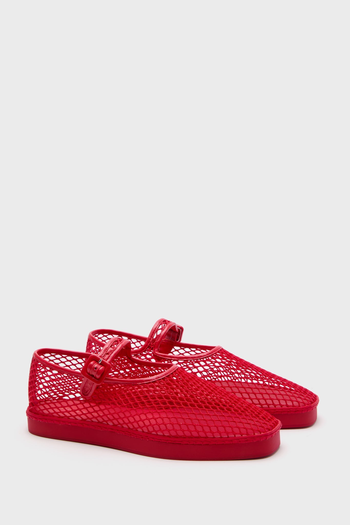 Loeffler Randall Red Netted Mesh Rita Mary Janes