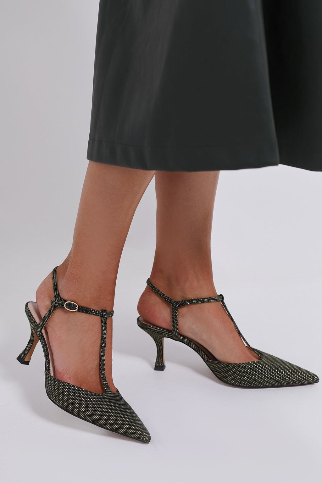  Olive Lurex Jacquard Margot Heels