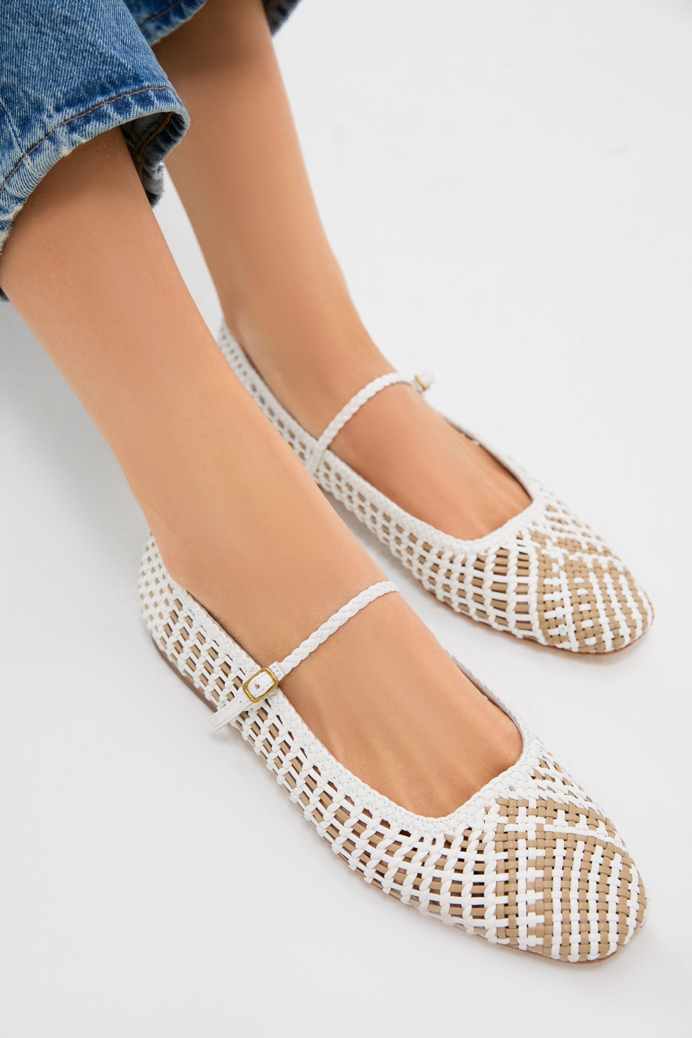 Veronica Beard Coconut And Sand Ellie Woven Flats