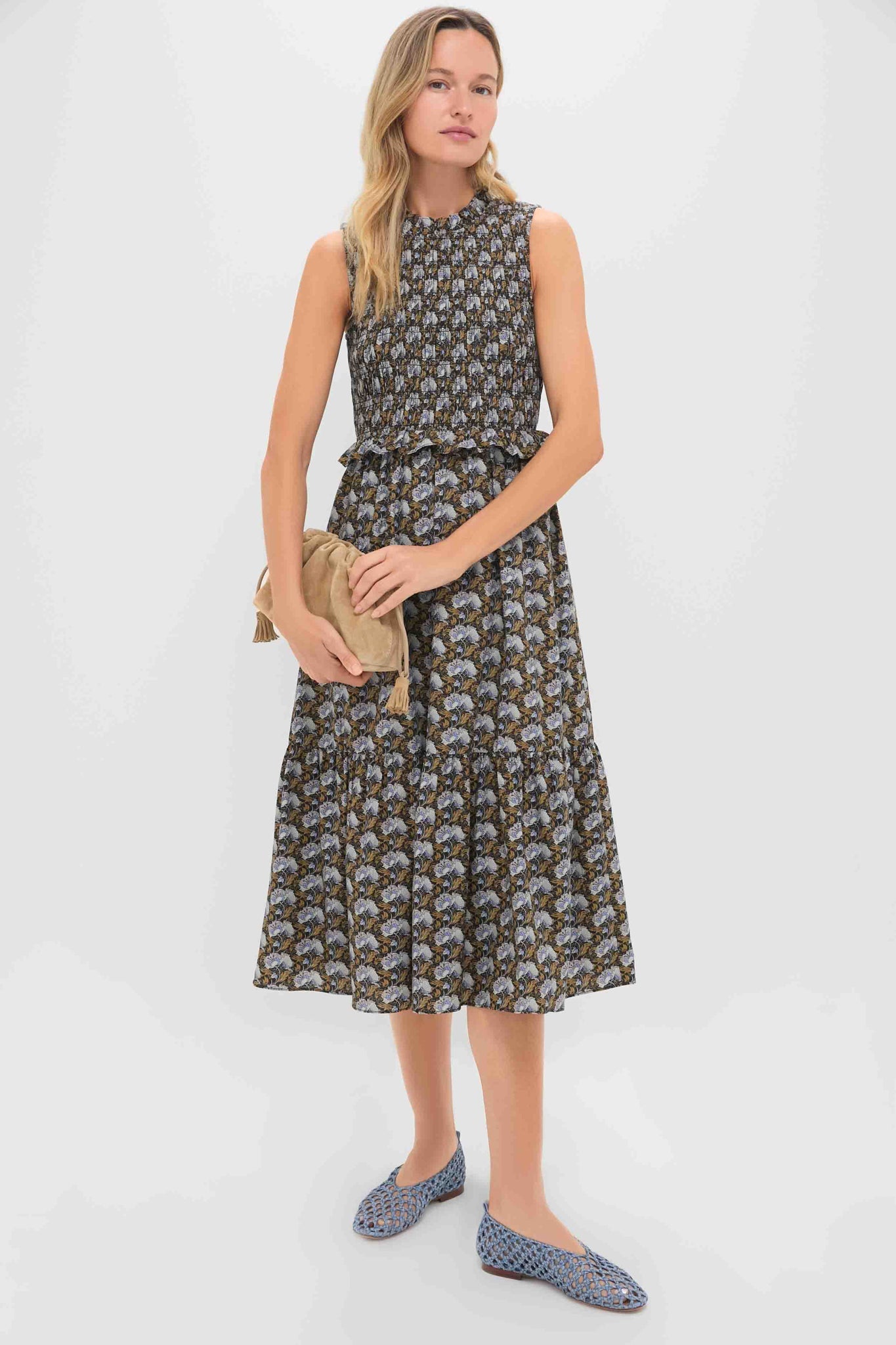 Mansur Gavriel Blue Woven Ballerina