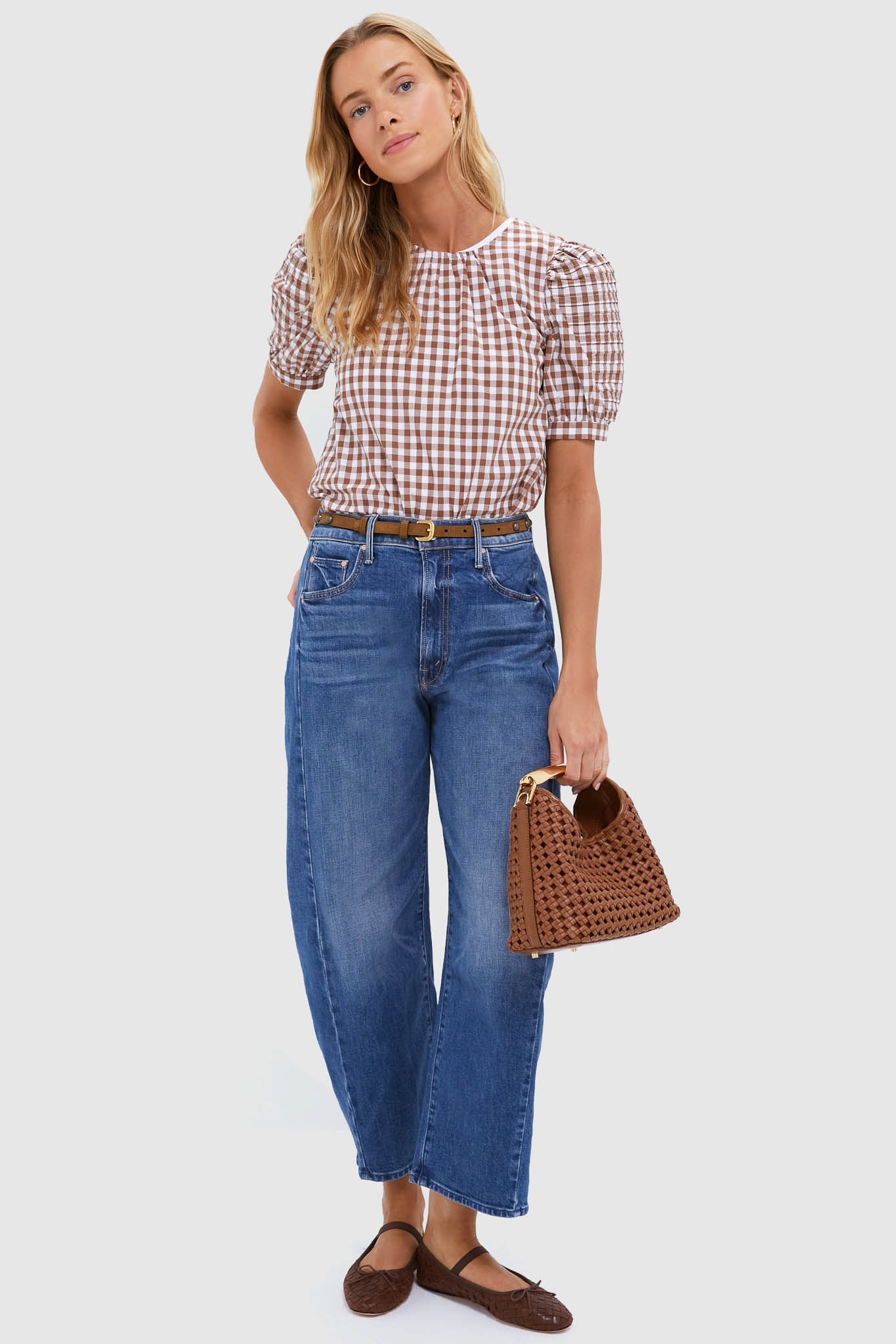 Loeffler Randall Espresso Woven Leather Leonie Flats
