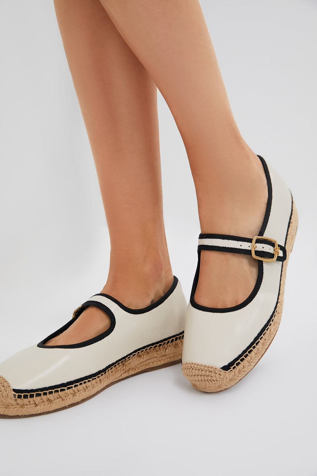 Sam Edelman Modern Ivory And Black Mackie Mary Jane Espadrille