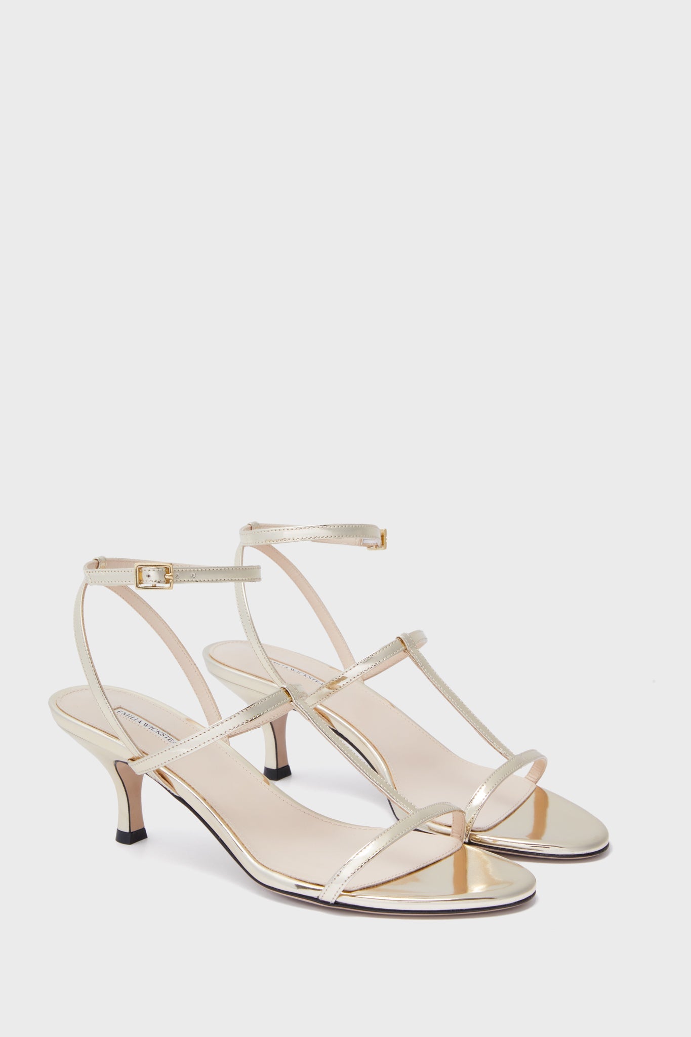  Gold Novie Metallic Patent Kitten Heels
