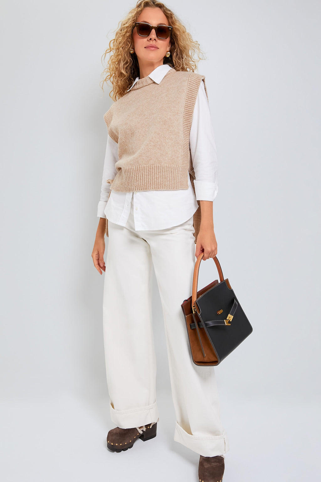 Tory Burch Deep Espresso Shearling Clog