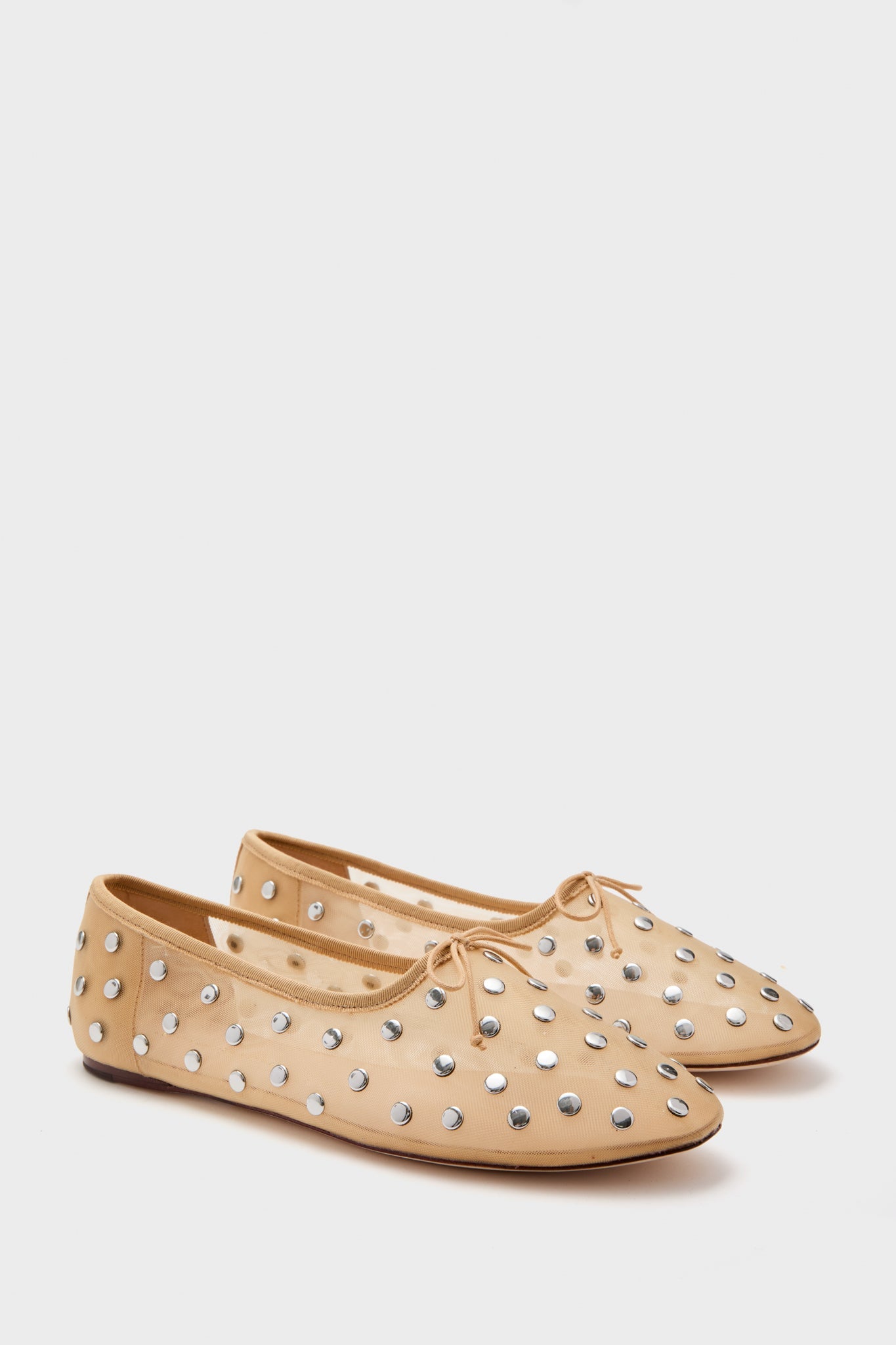 Loeffler Randall Caramel Mesh With Silver Studs Landon Flats