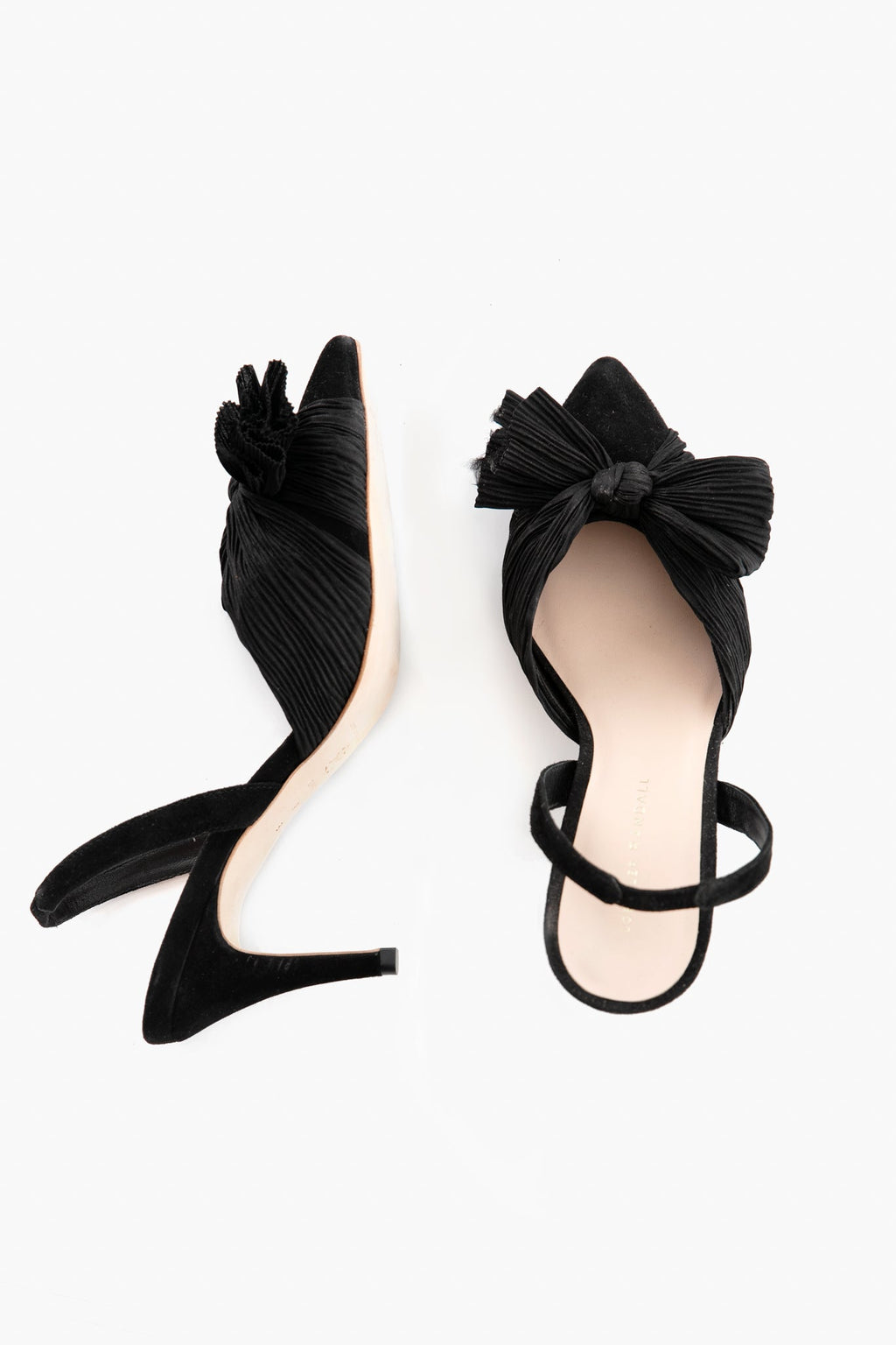 Loeffler Randall Black Sylvana Pleated Knot Slingback Pumps