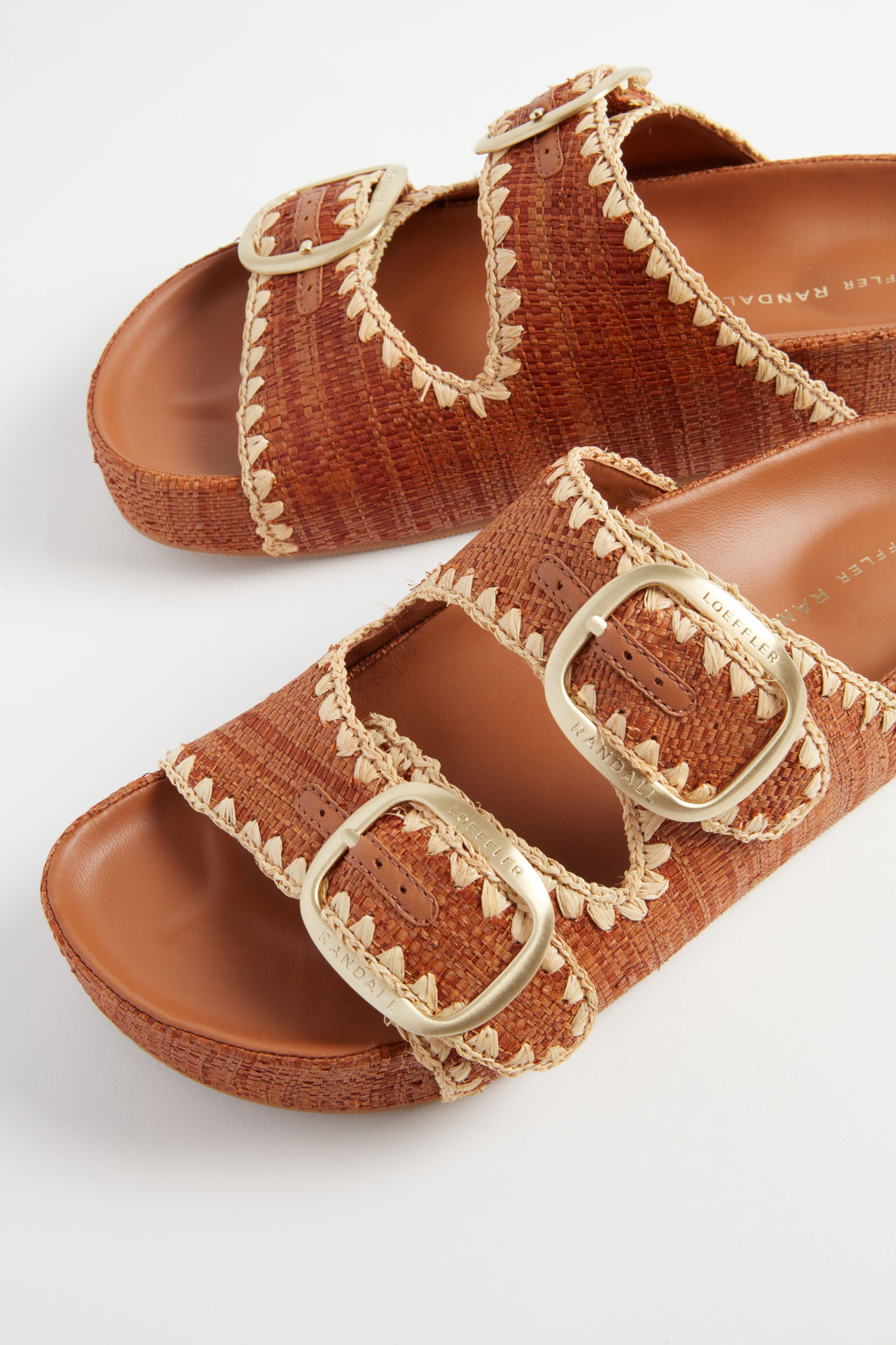 Loeffler Randall Brown Straw Theo Two Band Sandals