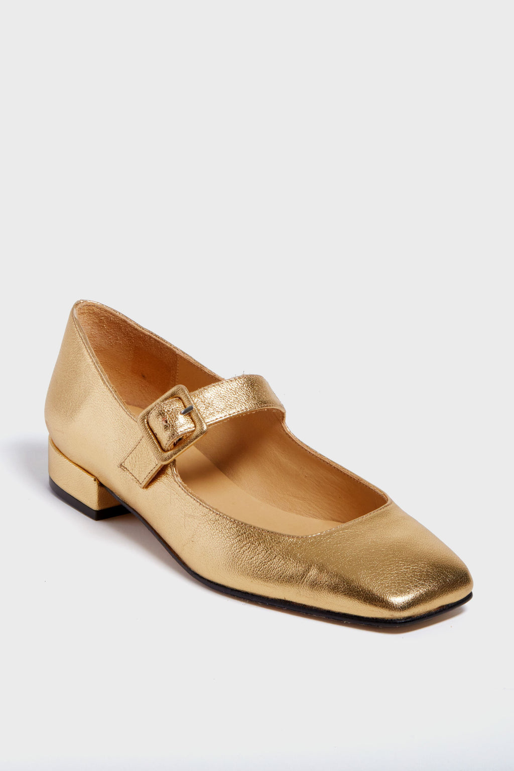  Gold Leather Low Mary Janes