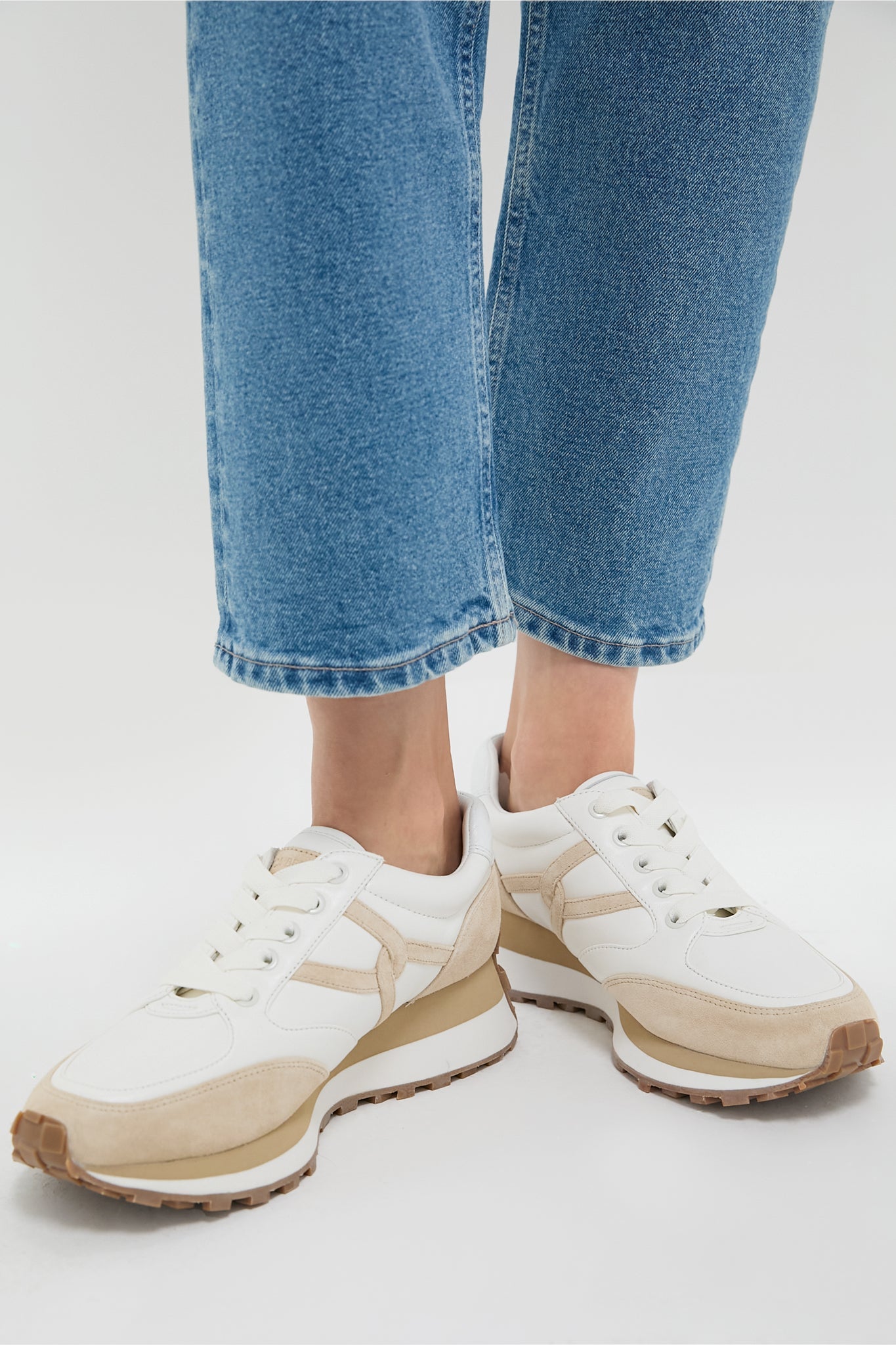 Veronica Beard Coconut And Ecru Valentina Sneakers