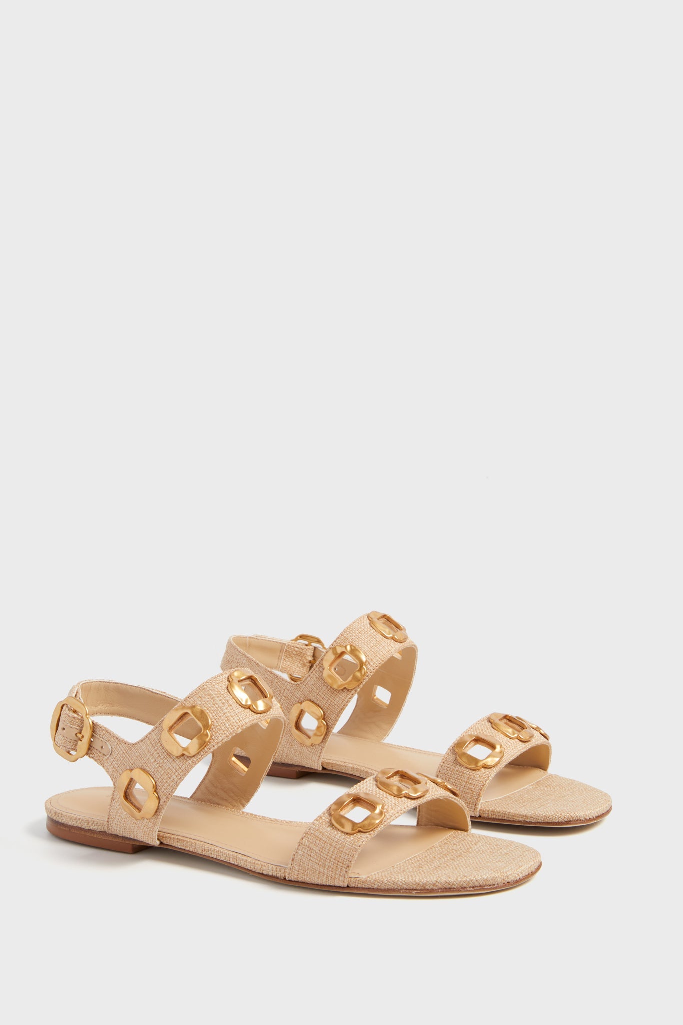  Beige Raffia Milan Flats