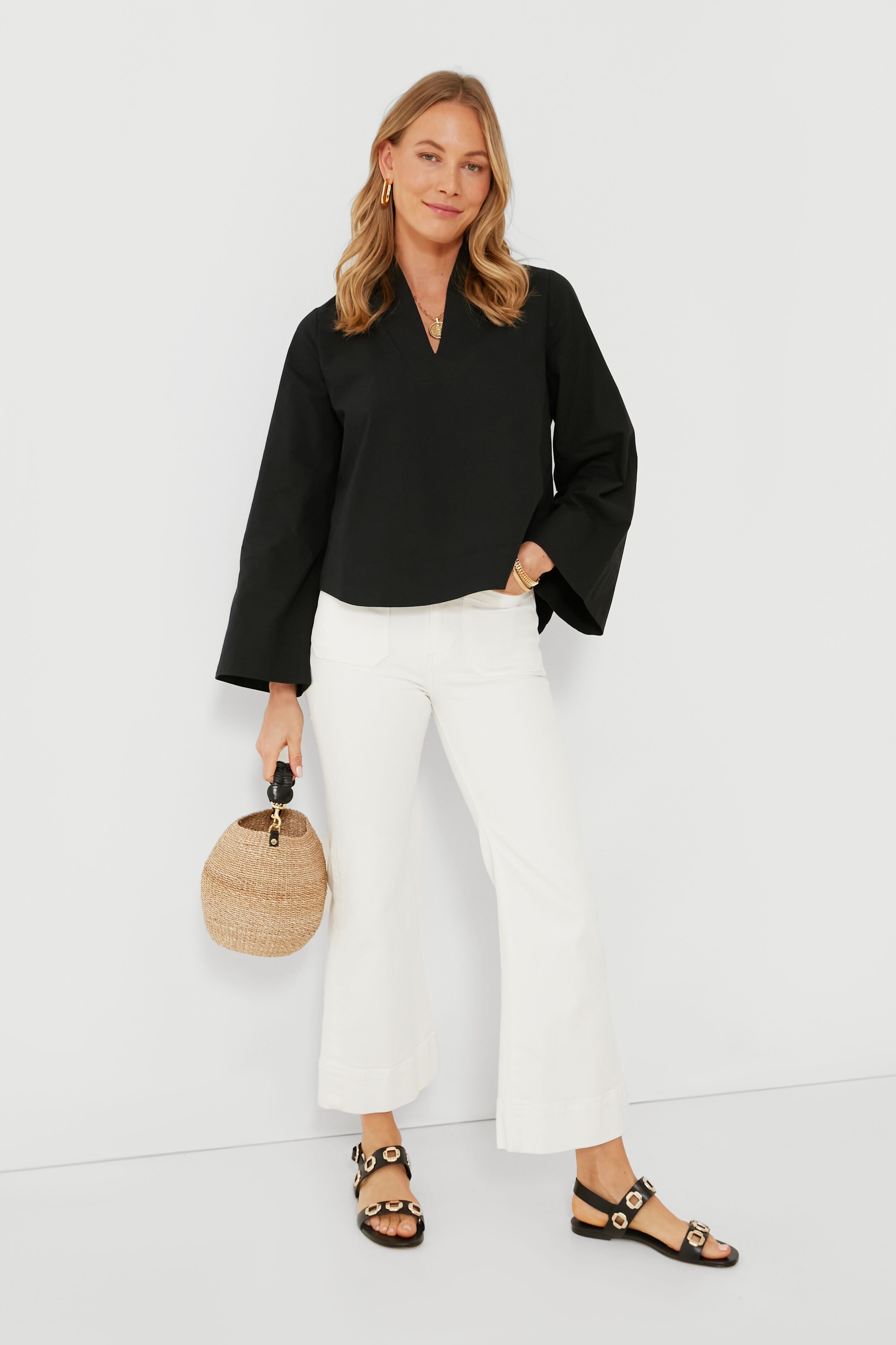  Black Leather Milan Flat Sandals