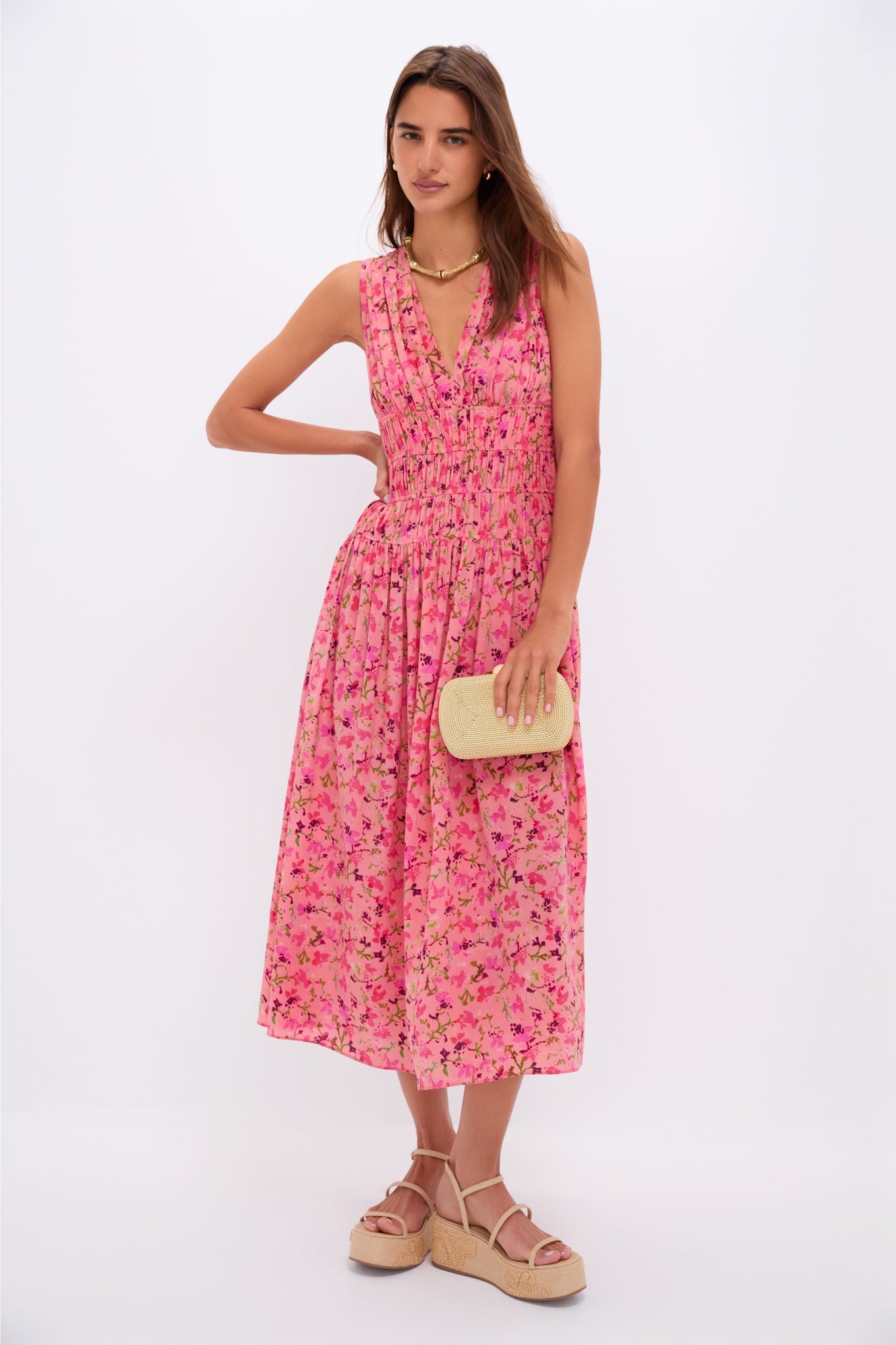  Beige Raffia With Hibiscus Embroidery Gio Platform Sandals