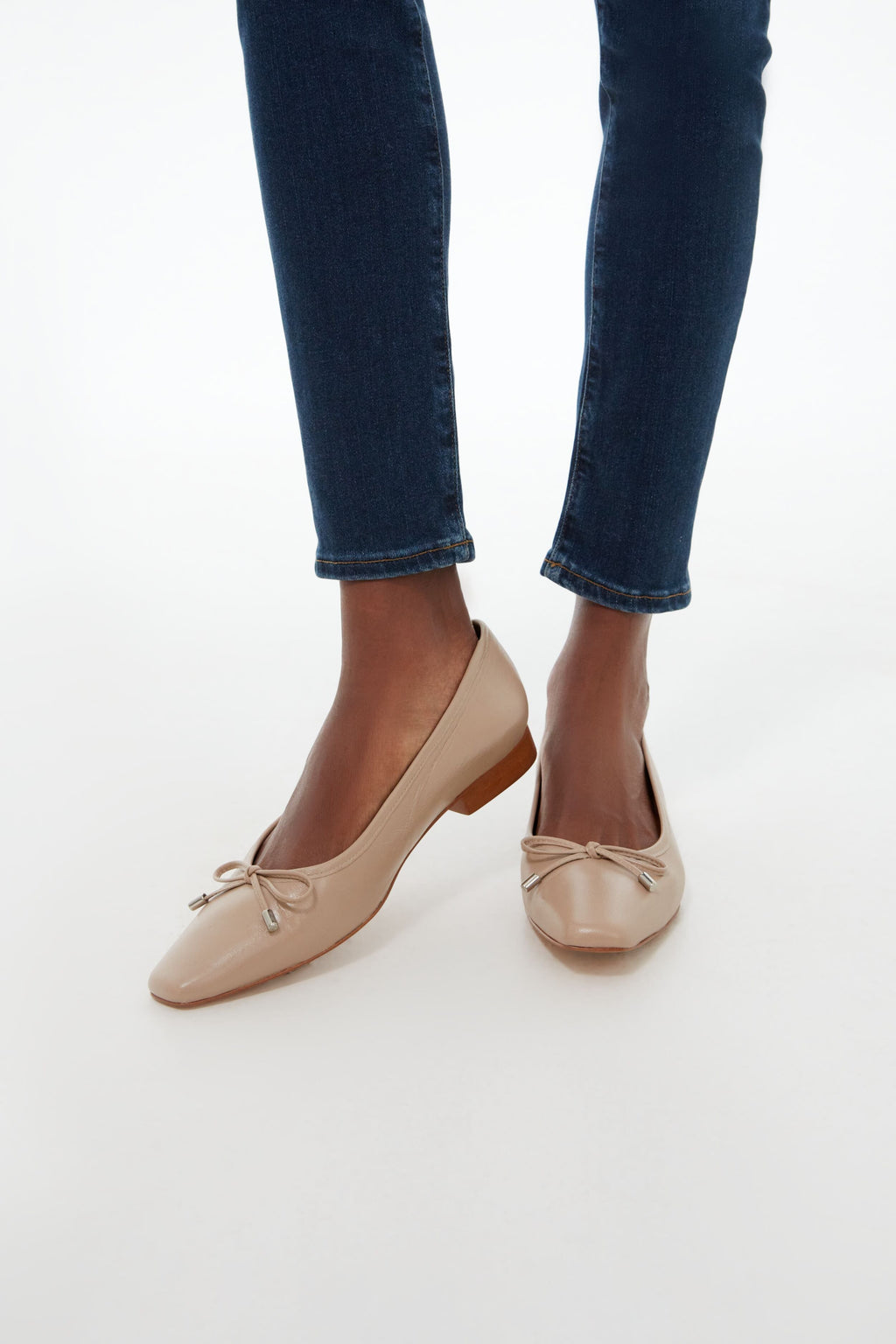  Beige Leather Monica Flats