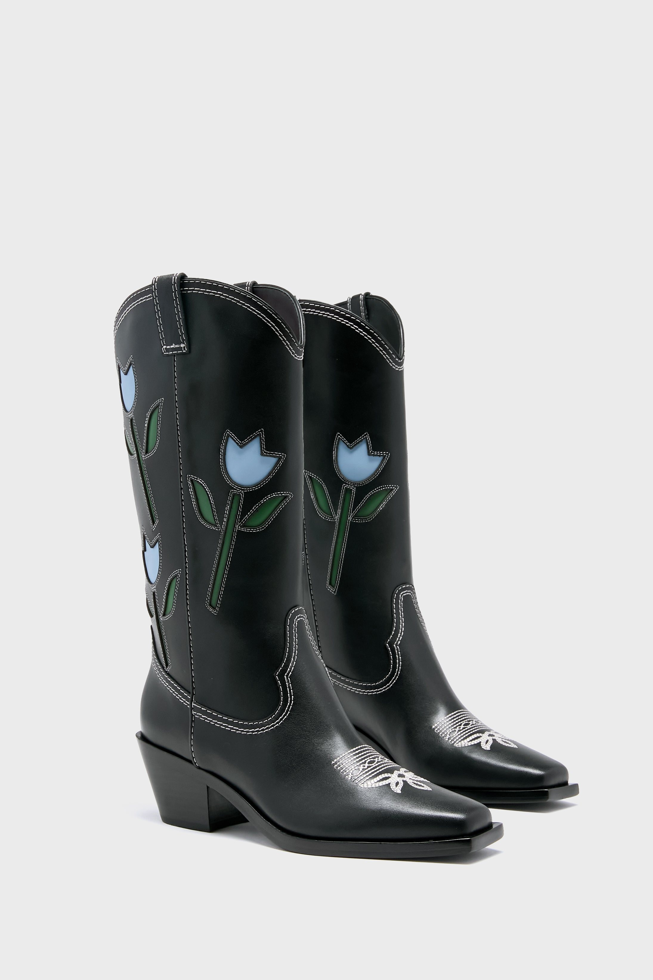 Loeffler Randall Black With Tulips Wilder Boots