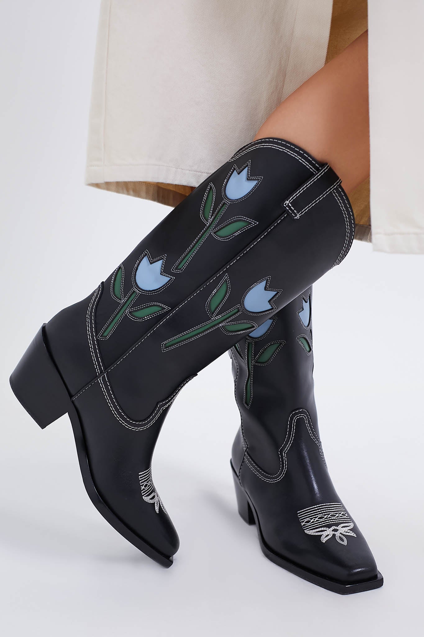 Loeffler Randall Black With Tulips Wilder Boots
