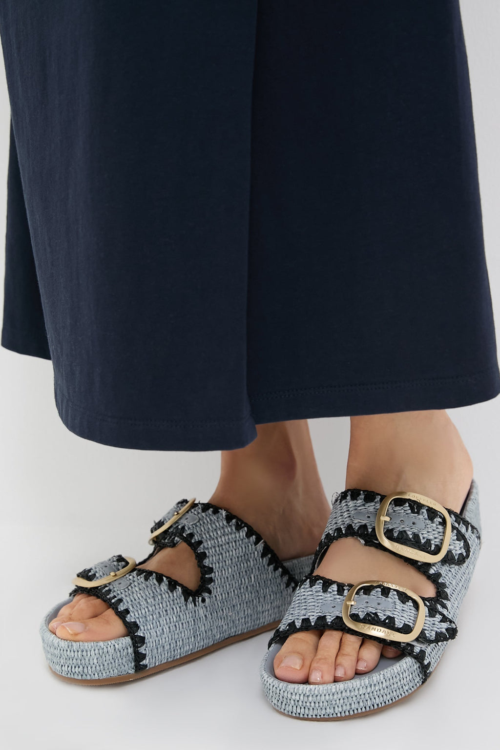 Loeffler Randall Blue Chunky Woven Raffia Sandals