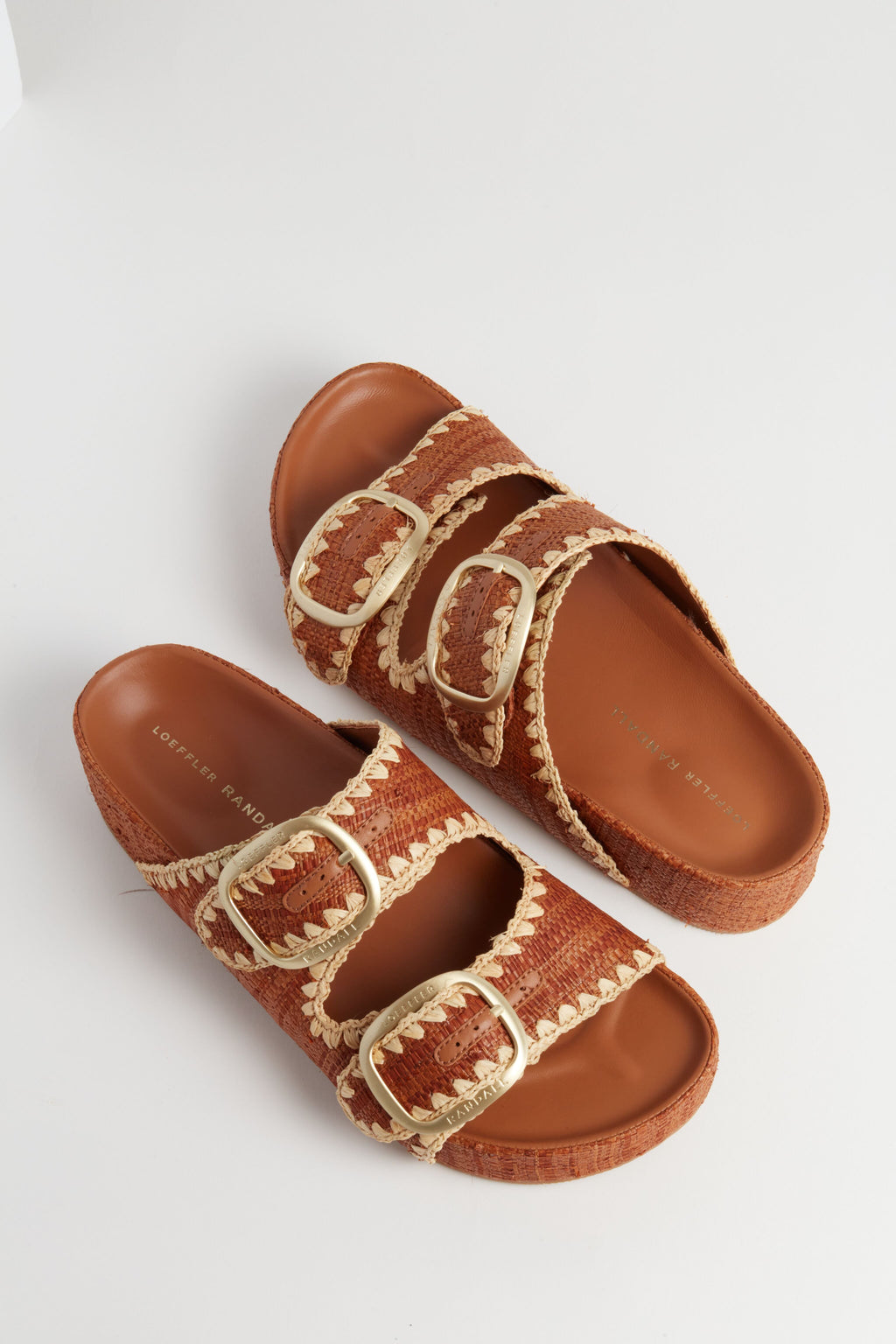 Loeffler Randall Brown Straw Theo Two Band Sandals