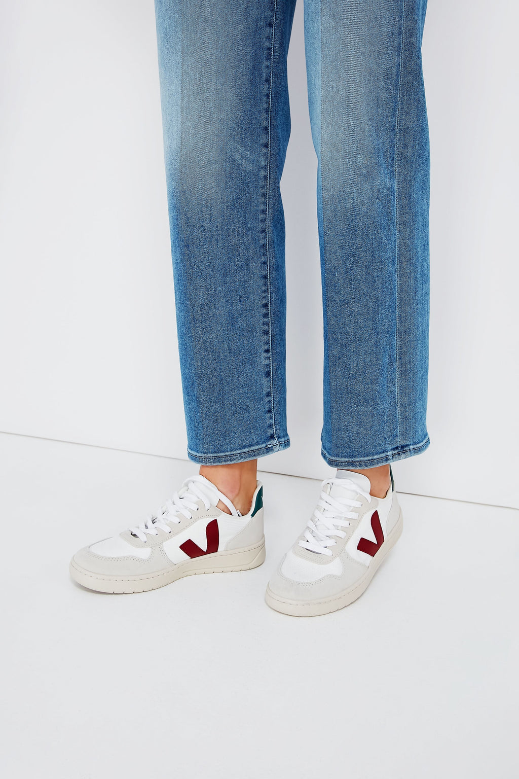 Veja White Marsala Brittany V-10 Sneakers