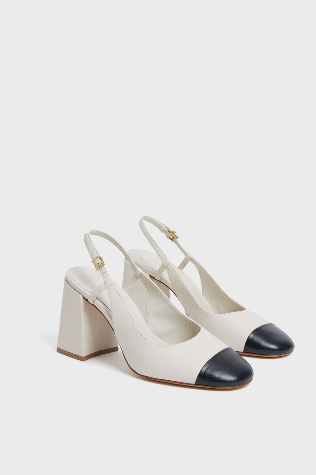 Schutz Pearl And Black Dorothy Sling High Heels