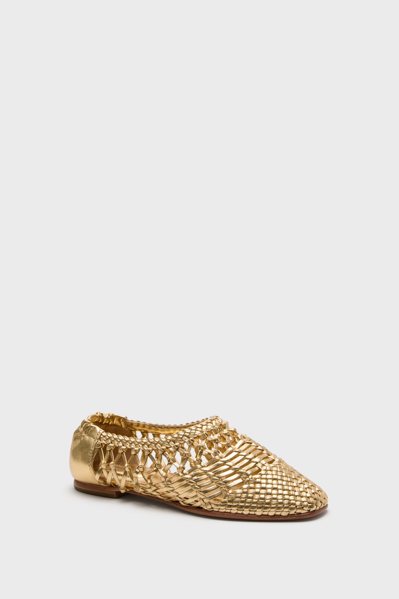  Gold Open Weave Ballet Flats