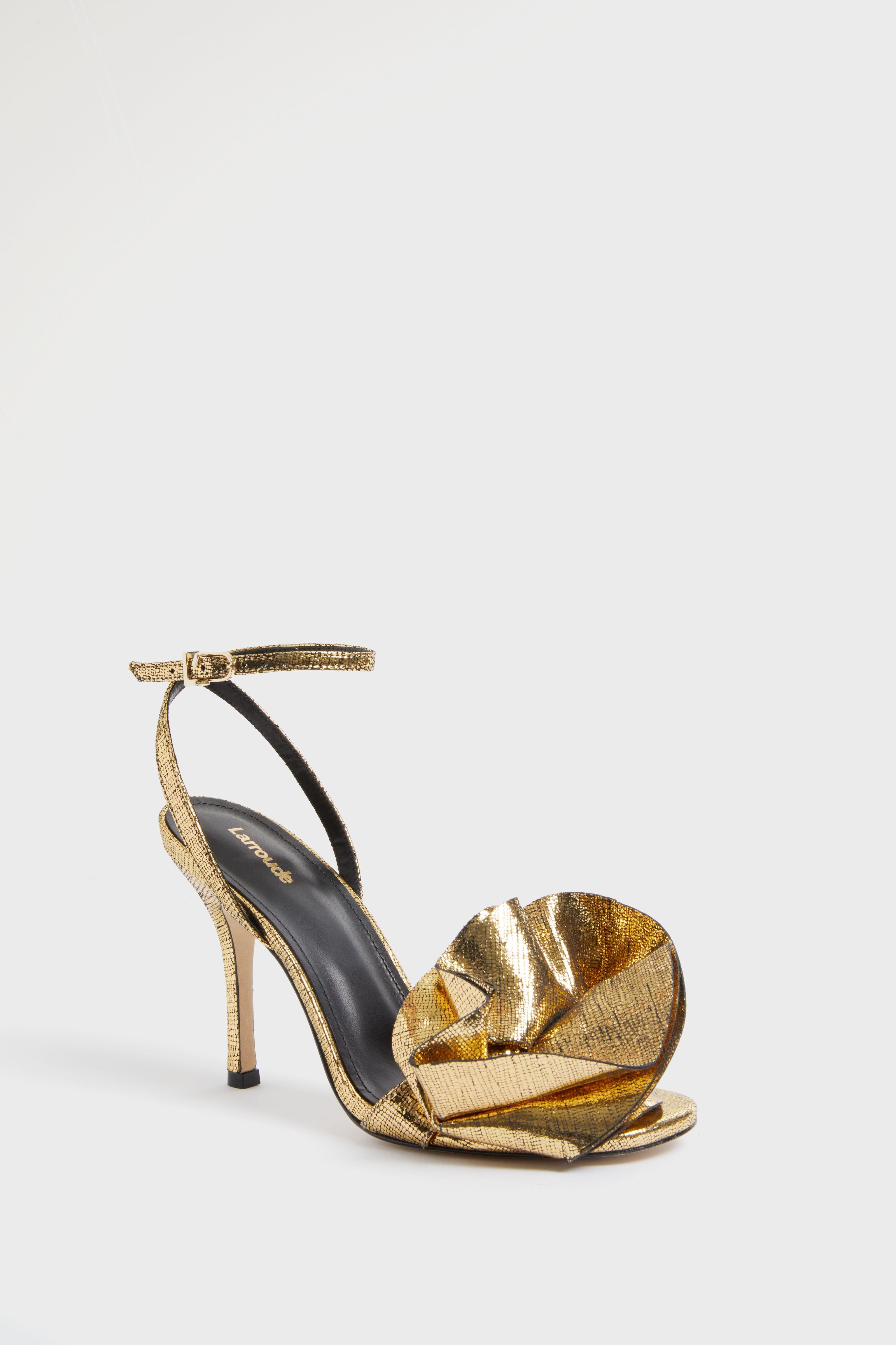  Gold Cracked Metallic Leather Penelope Sandals