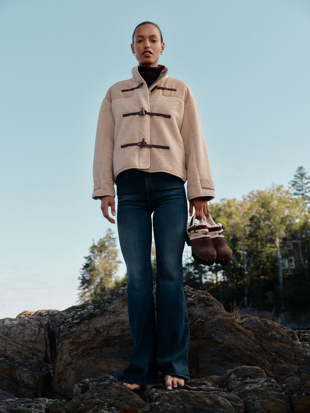 Tory Burch Deep Espresso Shearling Clog