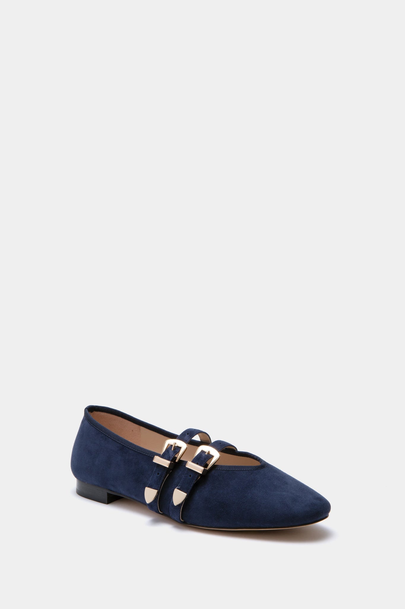  Navy Suede Buckle Nina Flats