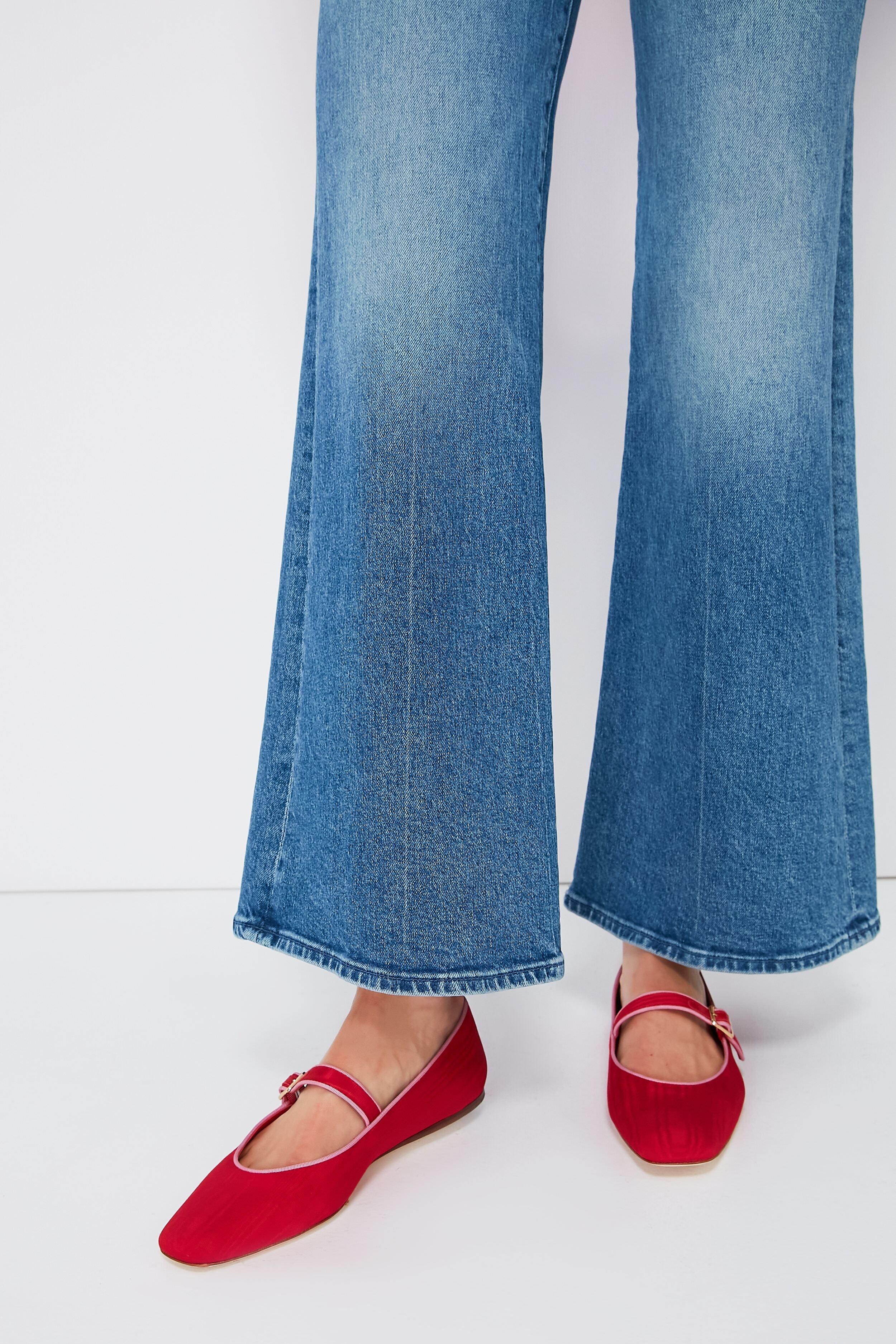 Loeffler Randall Red Moire Ginger Mary Jane Flat