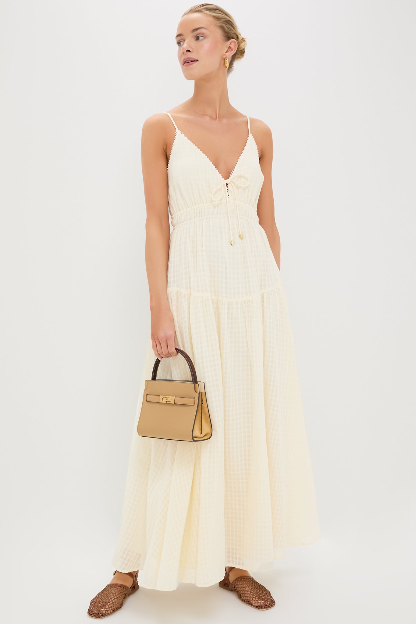 Staud Tan Netting Rete Sandal