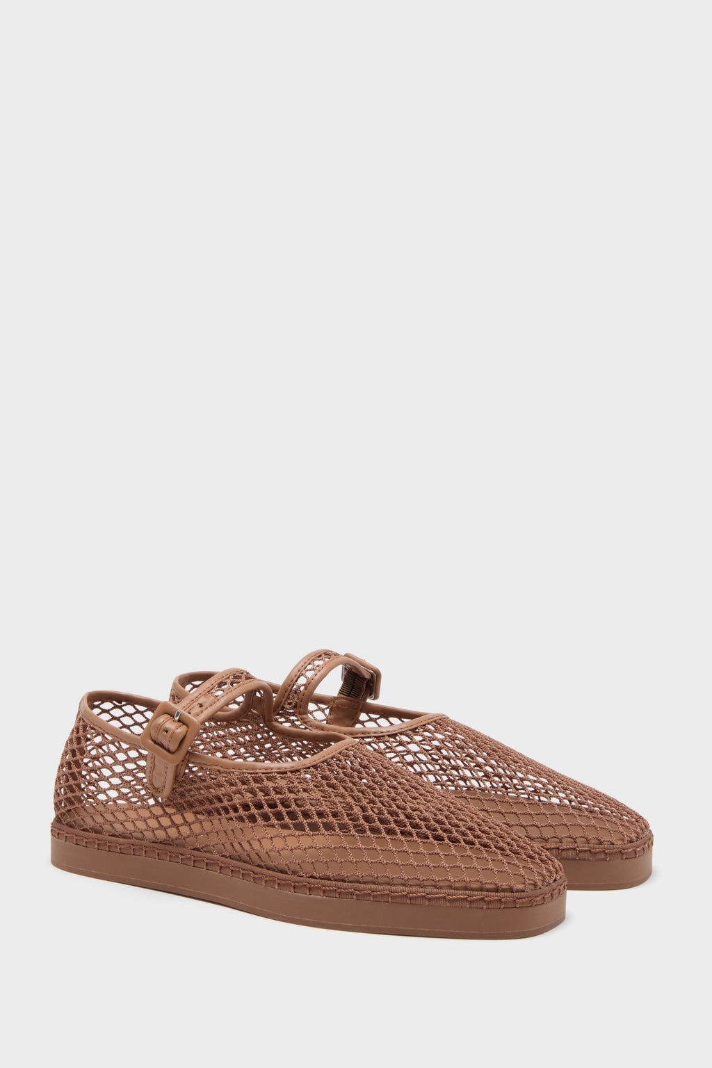 Loeffler Randall Brown Netted Mesh Rita Mary Janes