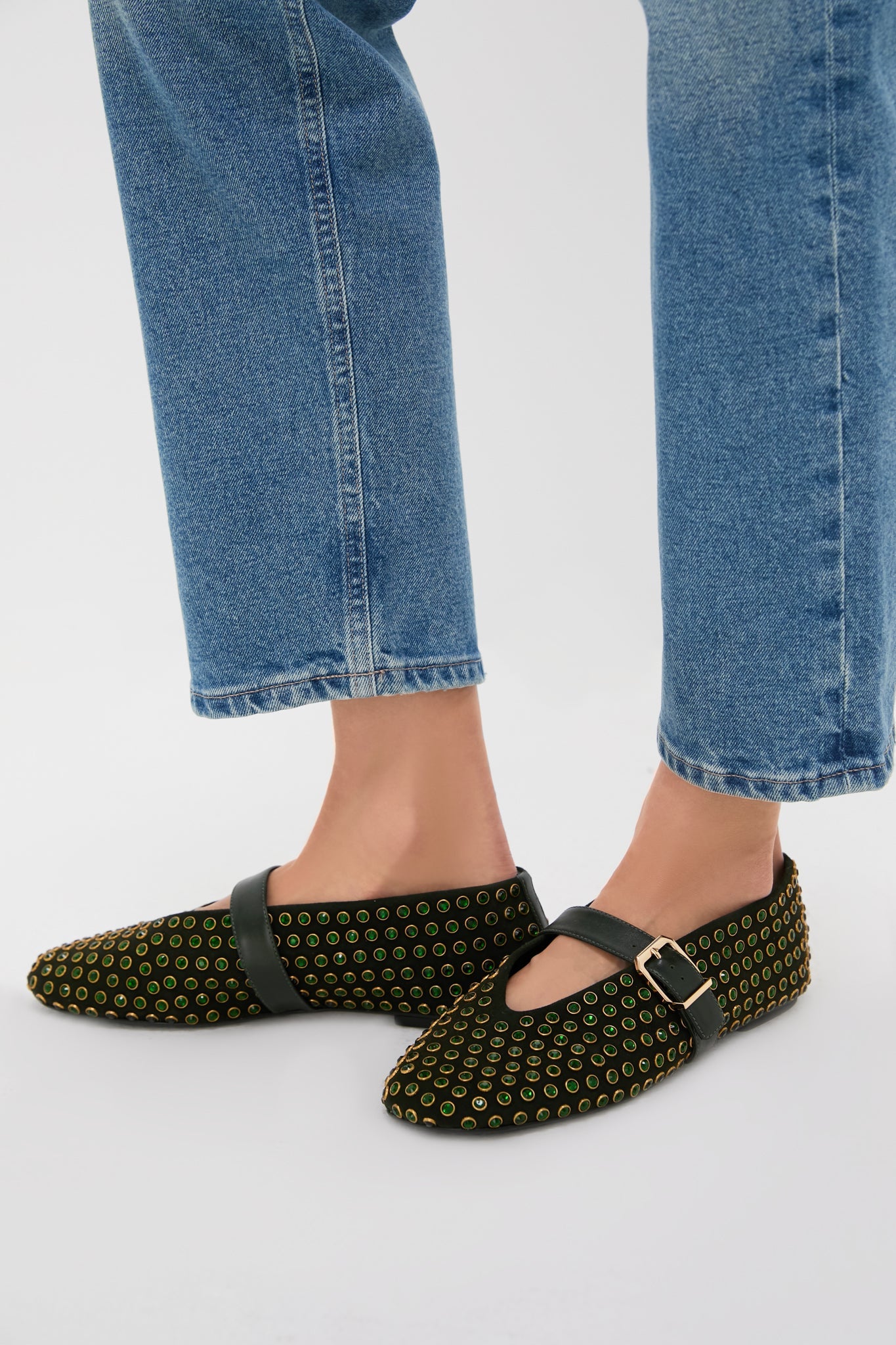 Schutz Garden Green Eliza Shine Flats
