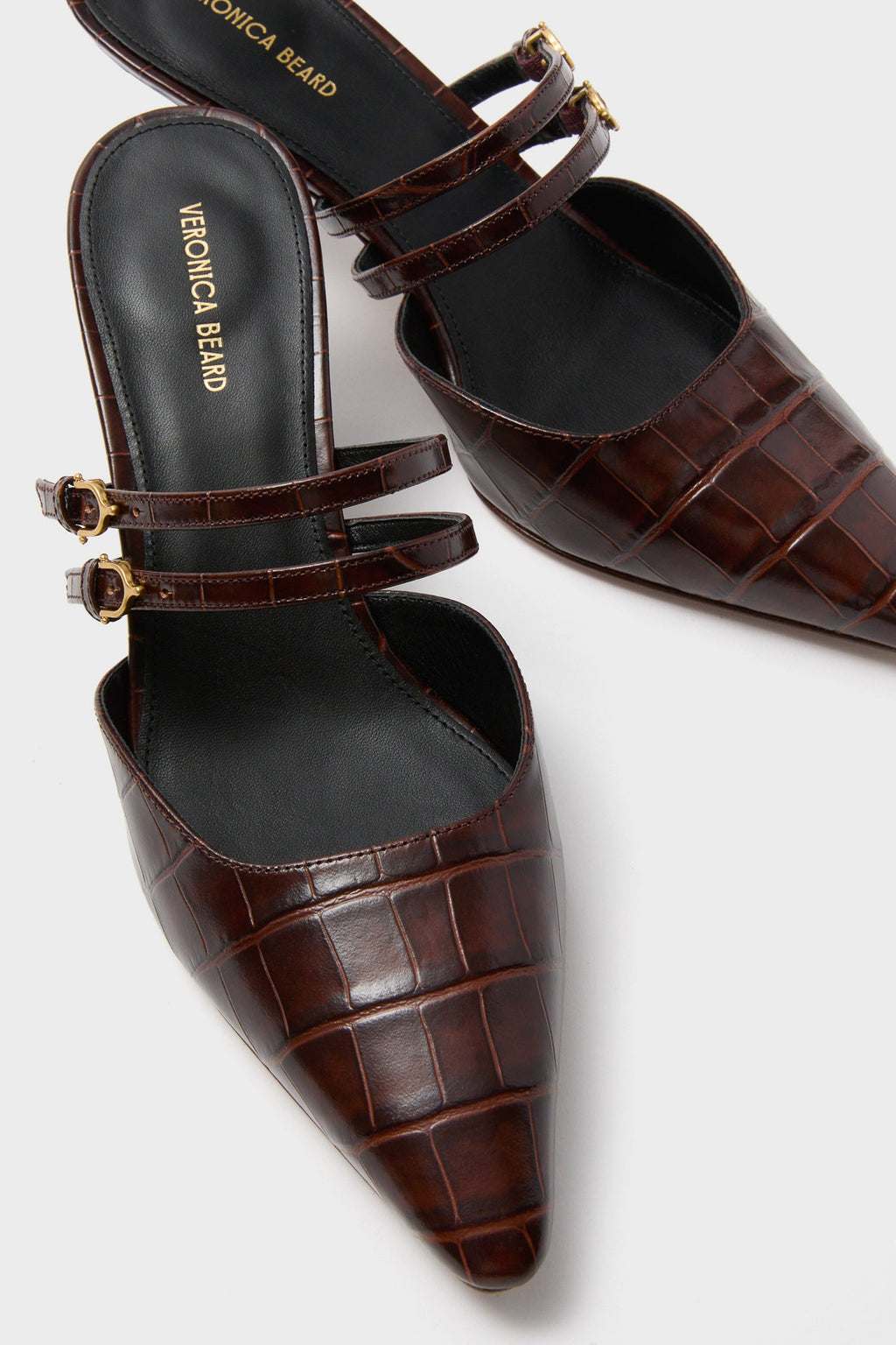 Veronica Beard Chocolate Croc Corrie Heels