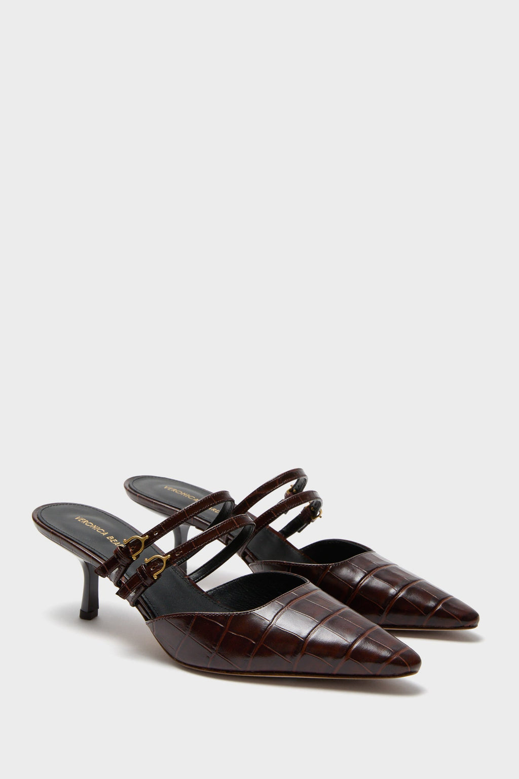 Veronica Beard Chocolate Croc Corrie Heels