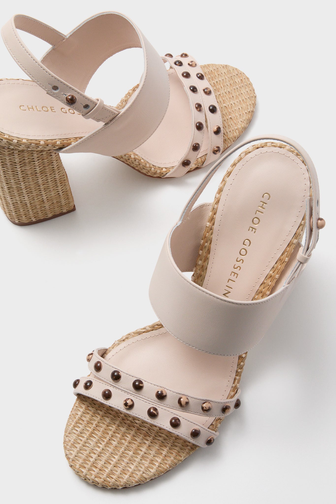  Larroude X Chloe Gosselin Puff Cream And Natural Raffia Margot Sandals