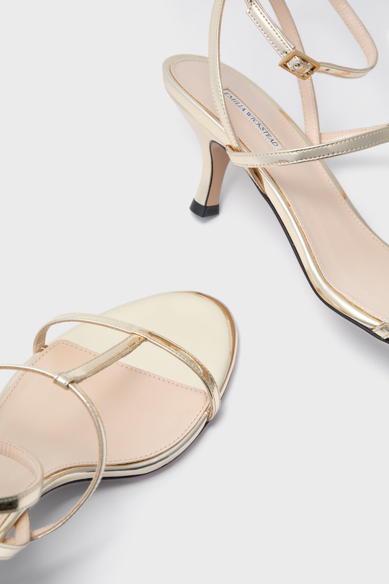  Gold Novie Metallic Patent Kitten Heels