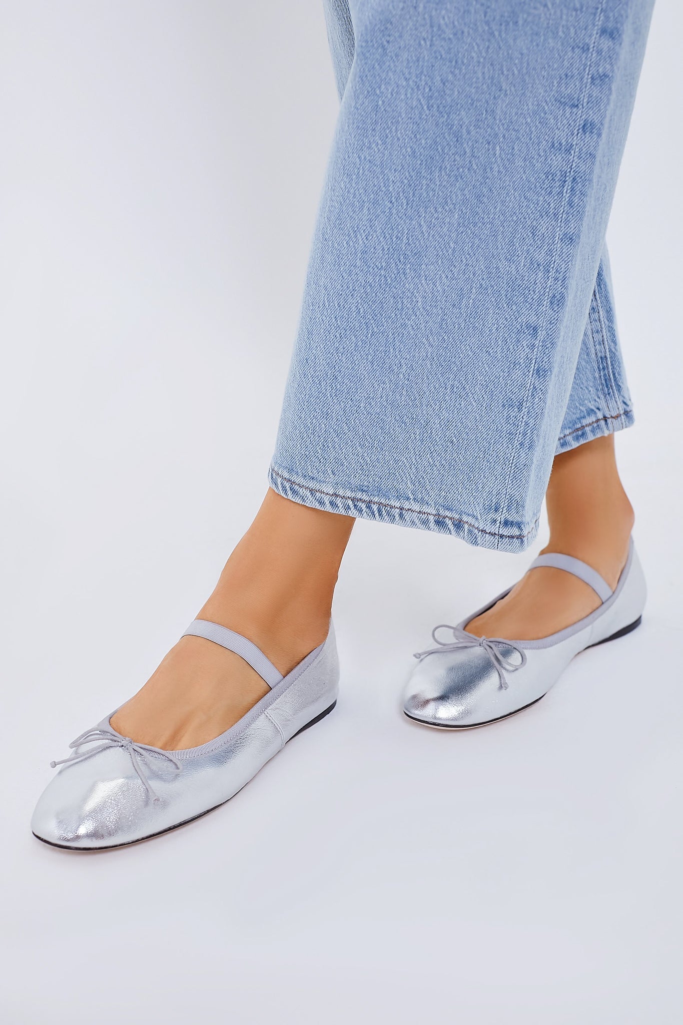 Loeffler Randall Metallic Silver Leonie Flats