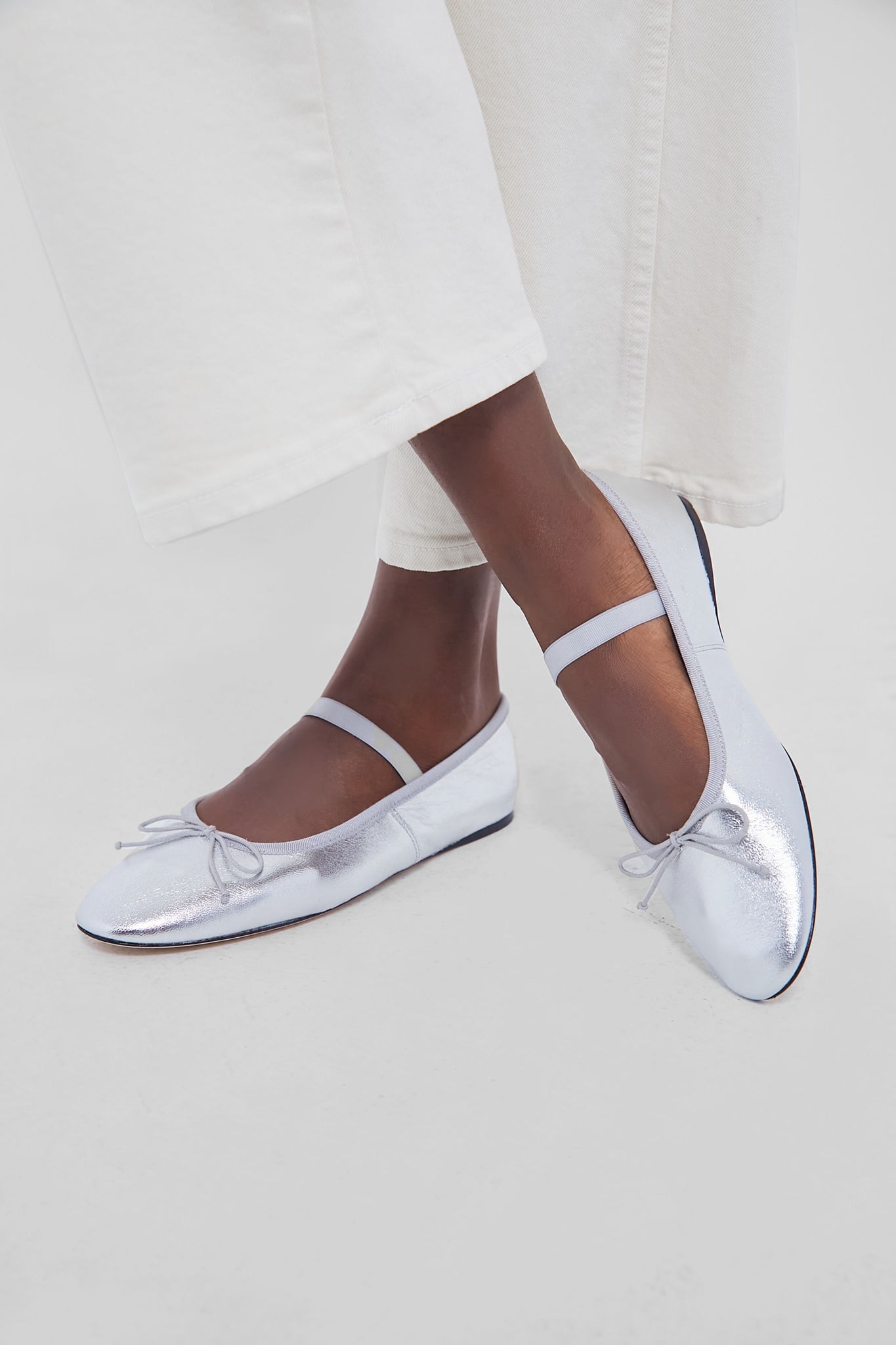Loeffler Randall Metallic Silver Leonie Flats